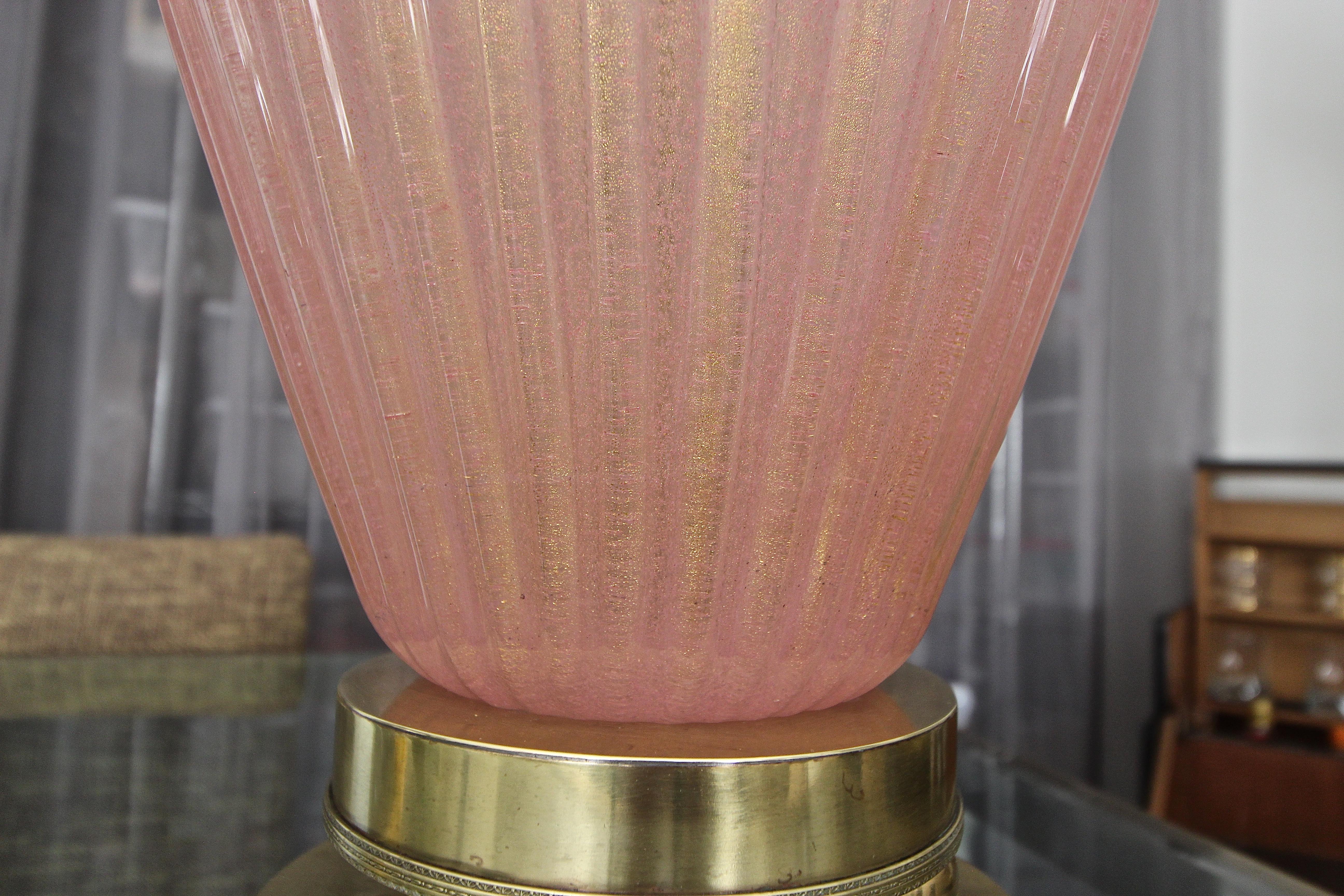 Large Barovier Murano Pink and Gold Table Lamp 4