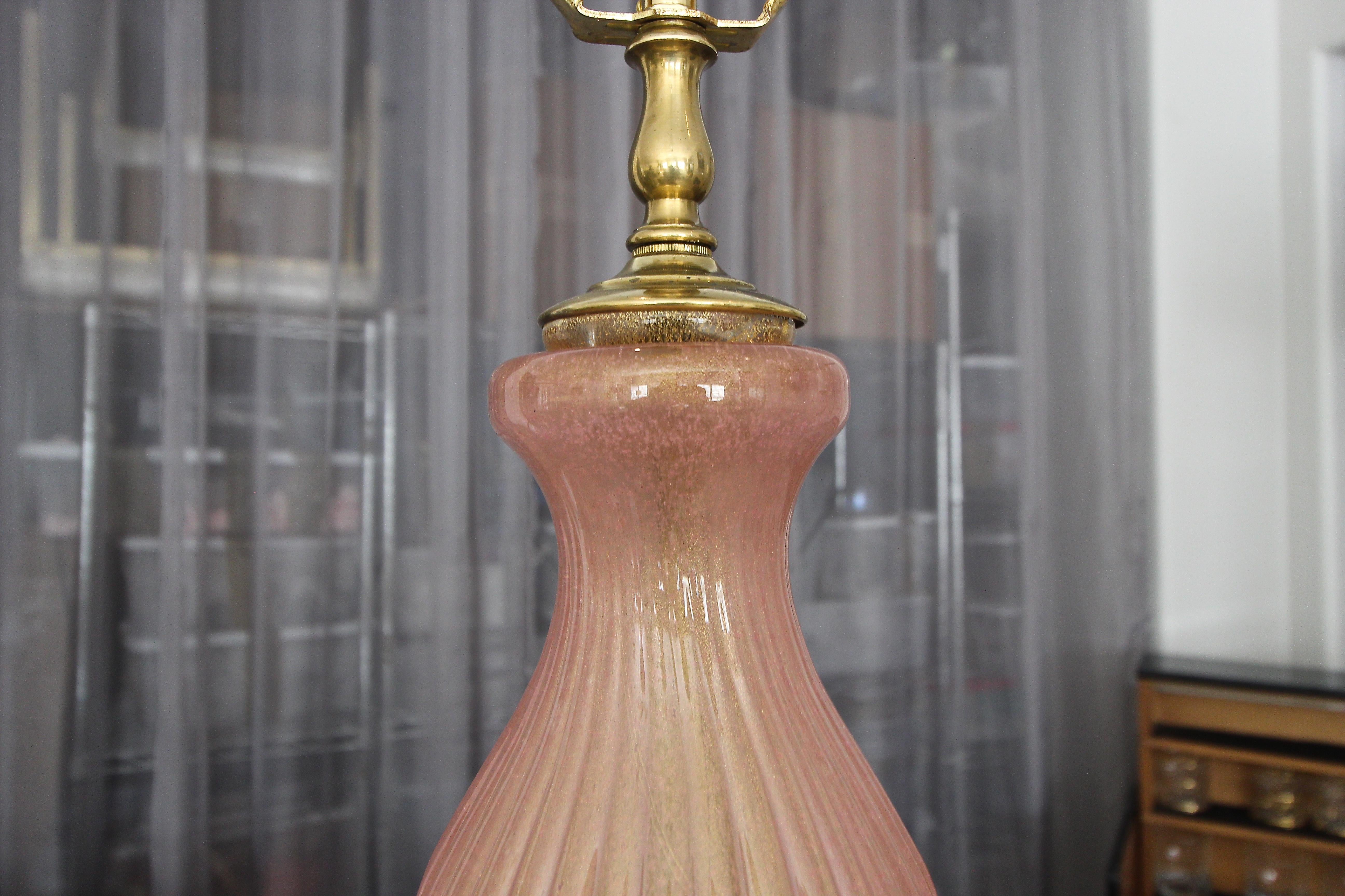 Large Barovier Murano Pink and Gold Table Lamp 6