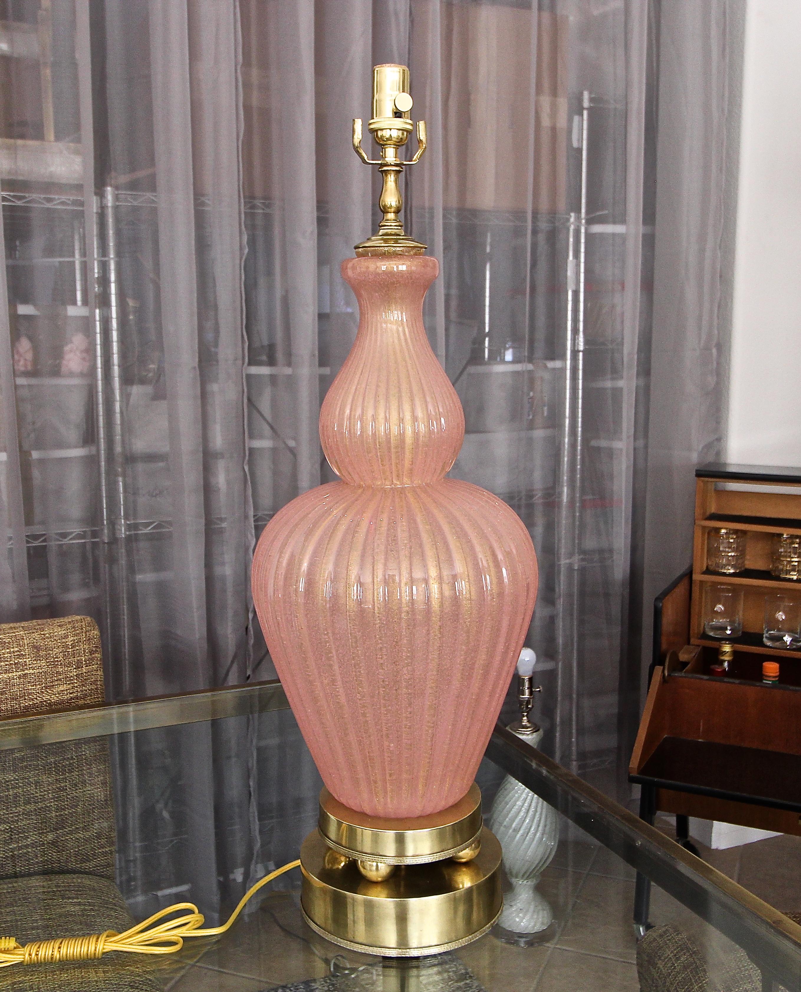 Large Barovier Murano Pink and Gold Table Lamp 12