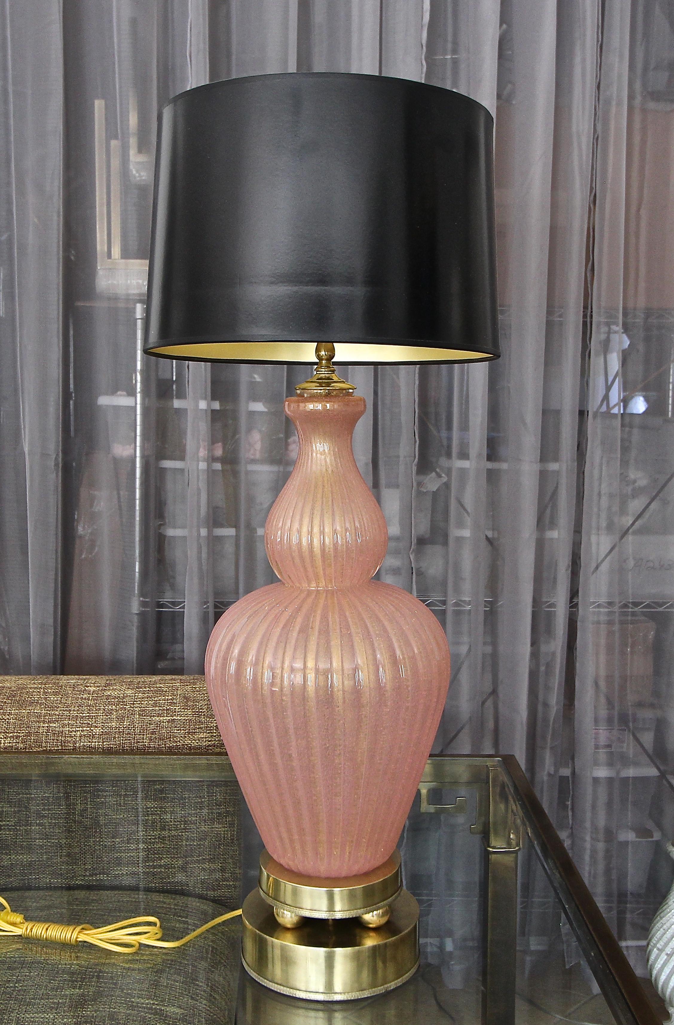 Large Barovier Murano Pink and Gold Table Lamp 13