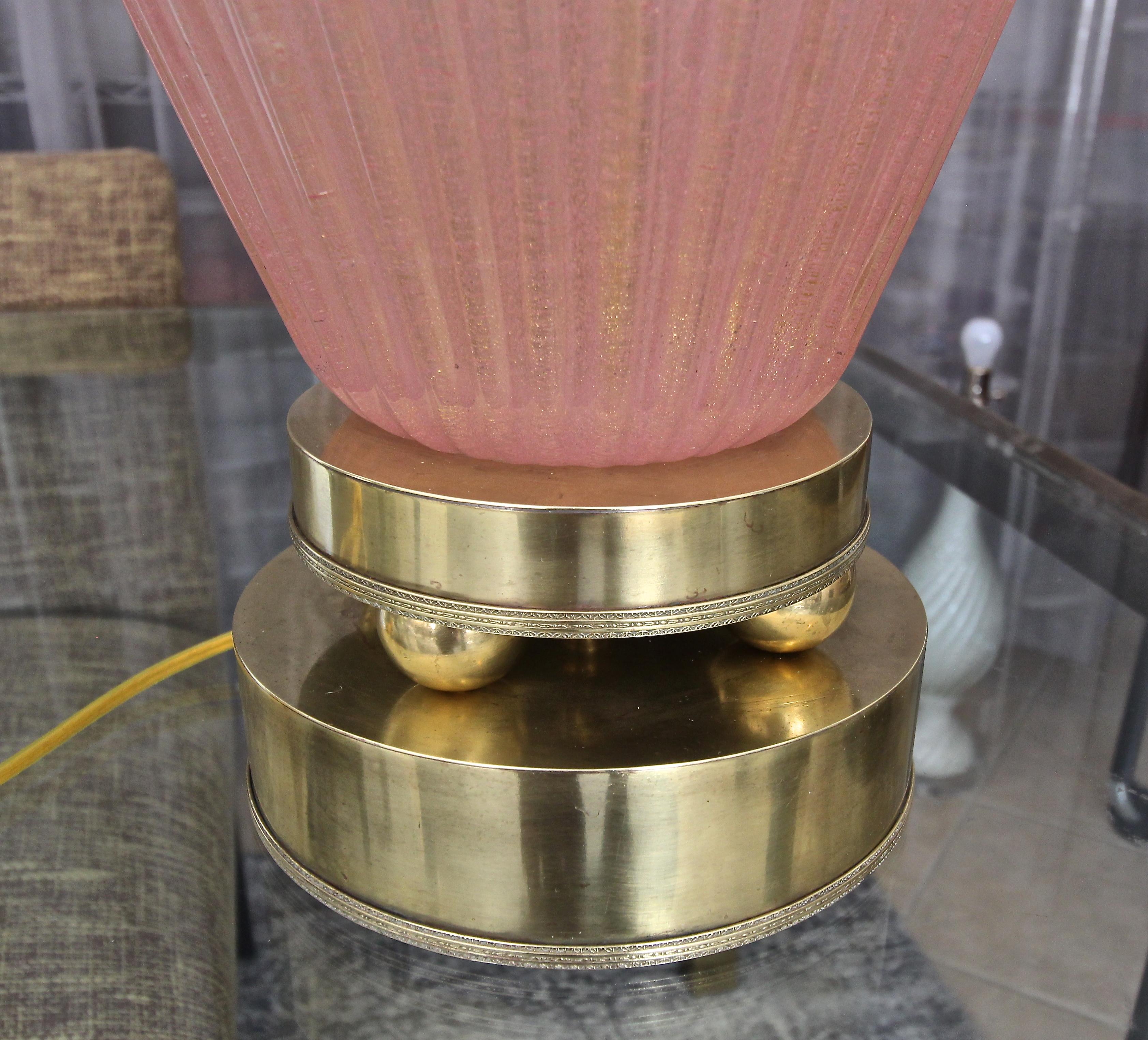 Large Barovier Murano Pink and Gold Table Lamp 3