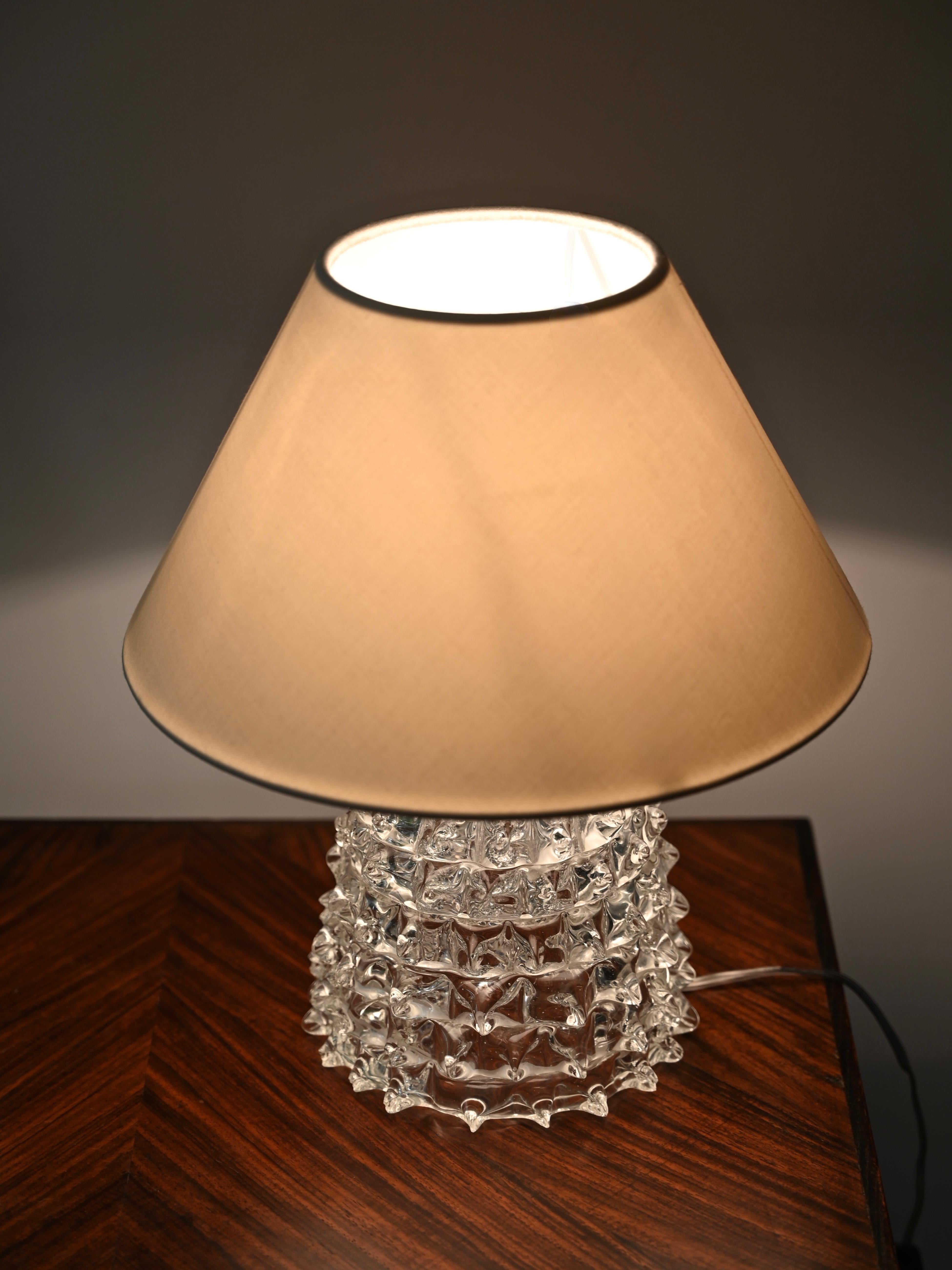 Large Barovier Murano Rostrato Glass and Brass Table Lamp, Italy 1940s For Sale 3