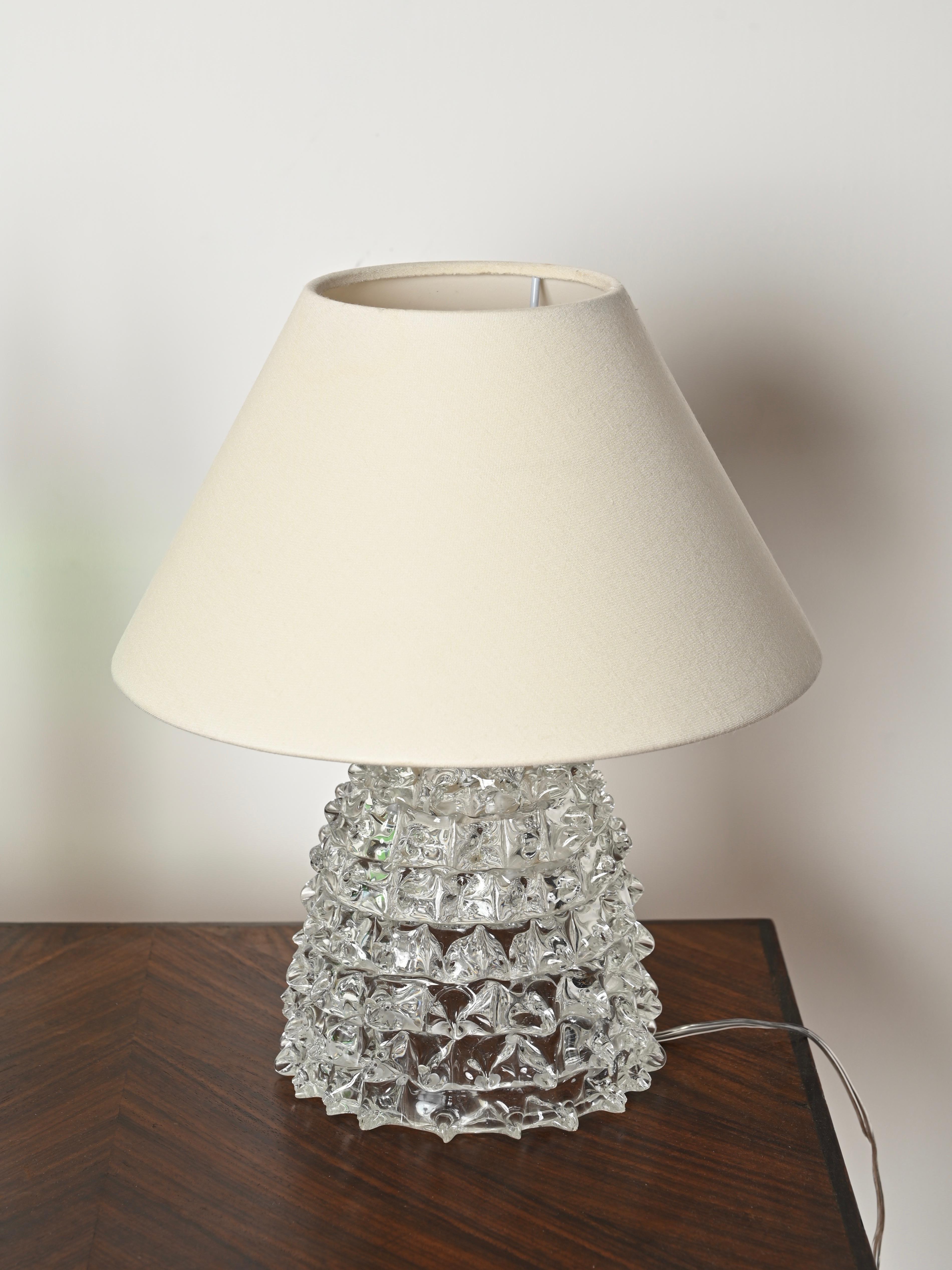 Large Barovier Murano Rostrato Glass and Brass Table Lamp, Italy 1940s For Sale 4