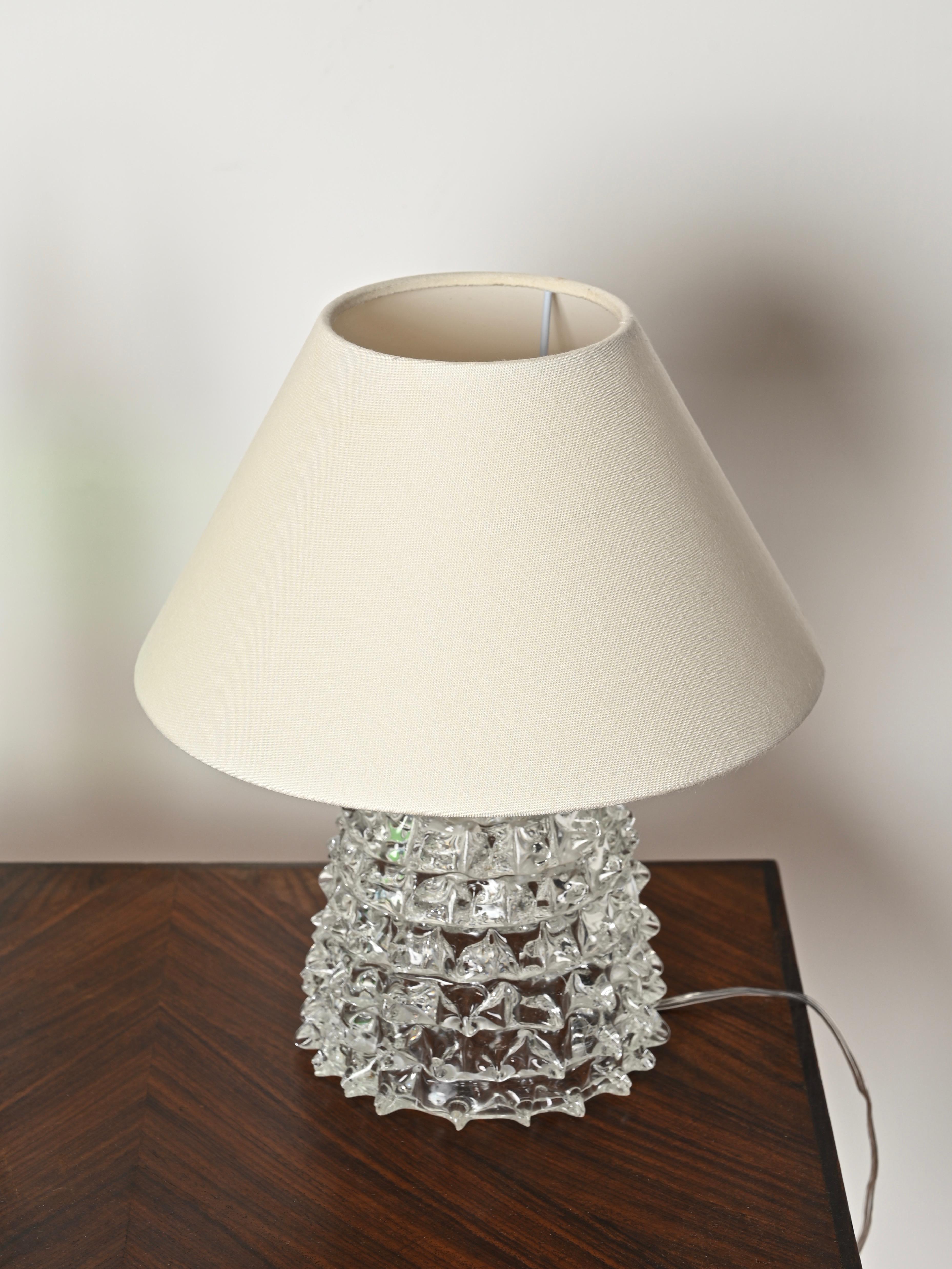 Large Barovier Murano Rostrato Glass and Brass Table Lamp, Italy 1940s For Sale 6