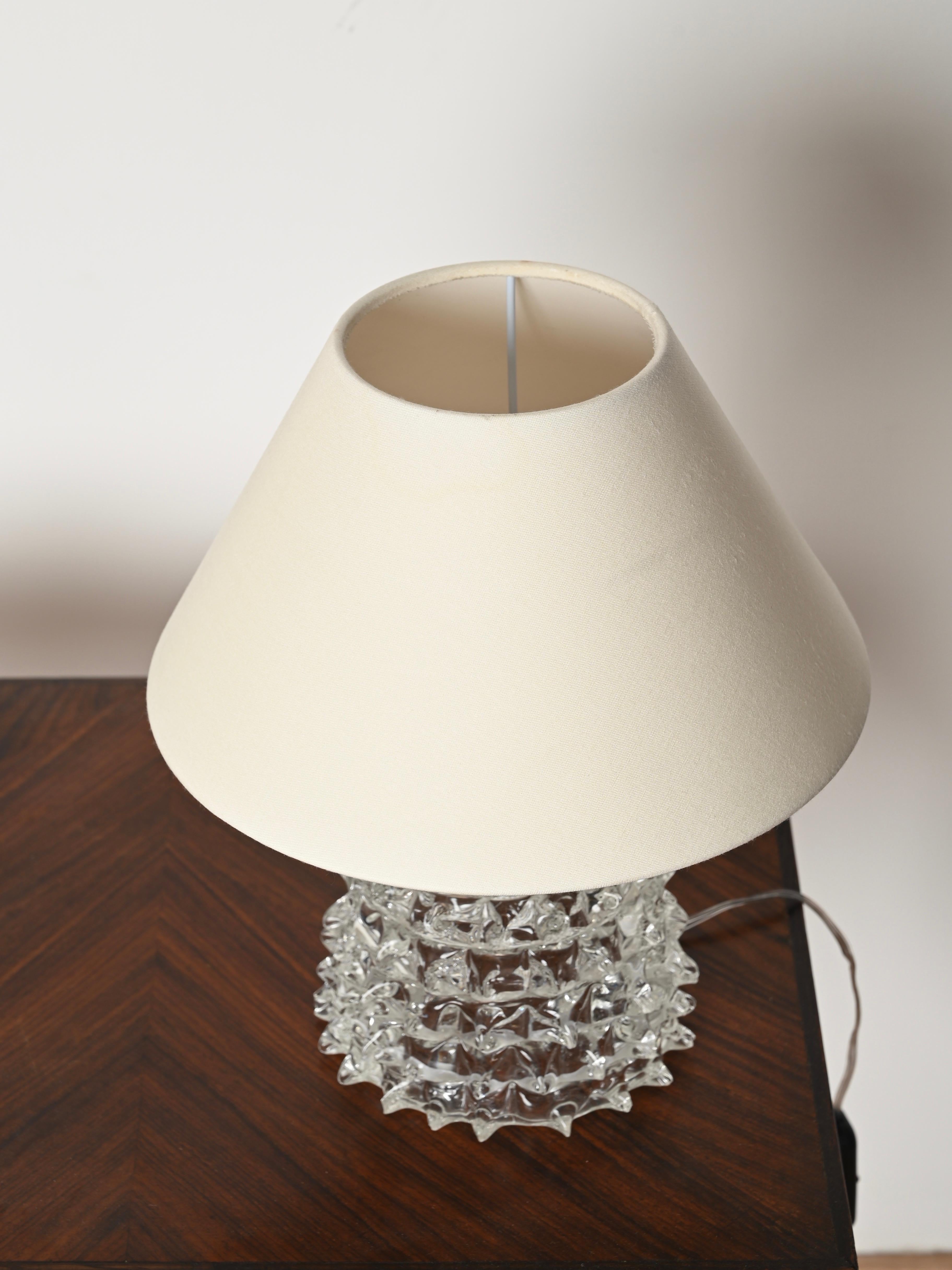 Large Barovier Murano Rostrato Glass and Brass Table Lamp, Italy 1940s For Sale 7