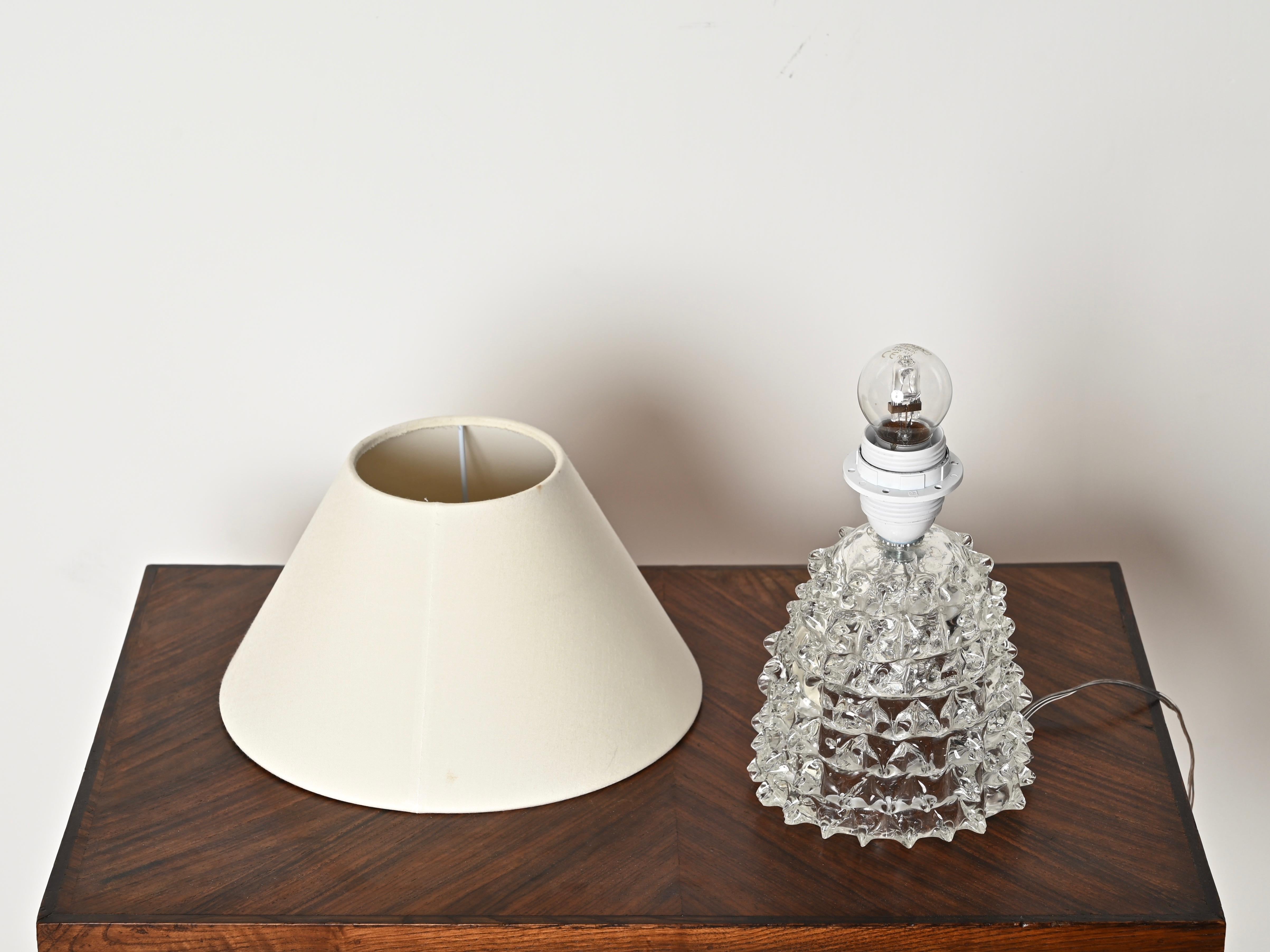 Large Barovier Murano Rostrato Glass and Brass Table Lamp, Italy 1940s For Sale 8
