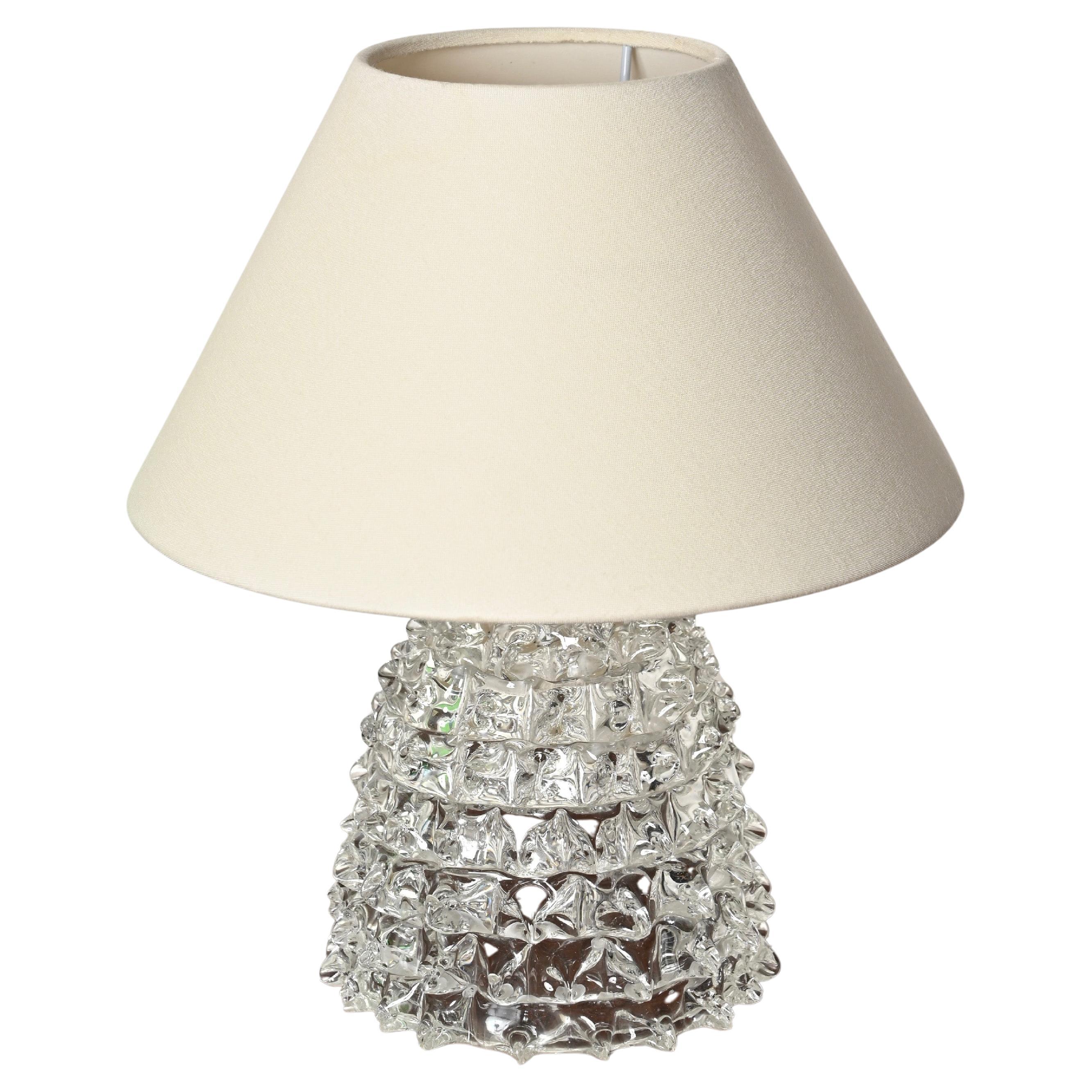 Large Barovier Murano Rostrato Glass and Brass Table Lamp, Italy 1940s For Sale