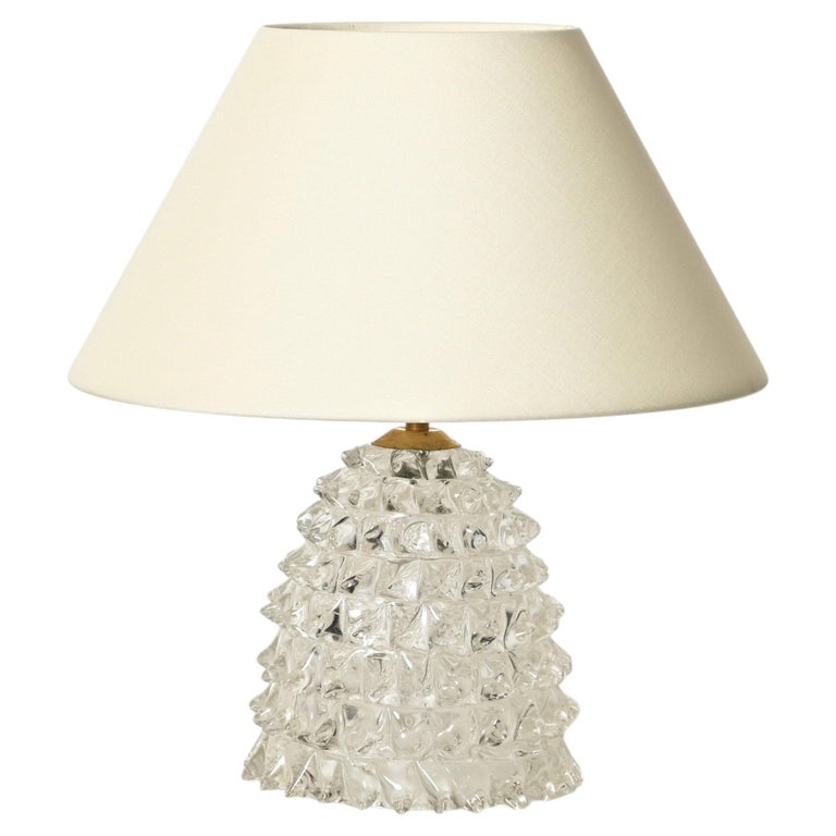 Large Barovier Murano Rostrato Glass and Brass Table Lamp, Italy, 1940s