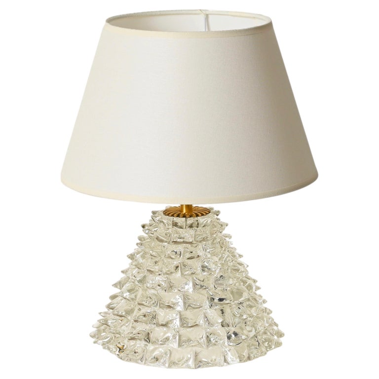 Large Barovier Murano Rostrato Glass and Brass Table Lamp, Italy, 1940s