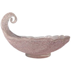 Große Muschelschale aus rosa Glas von Barovier Rugiadoso