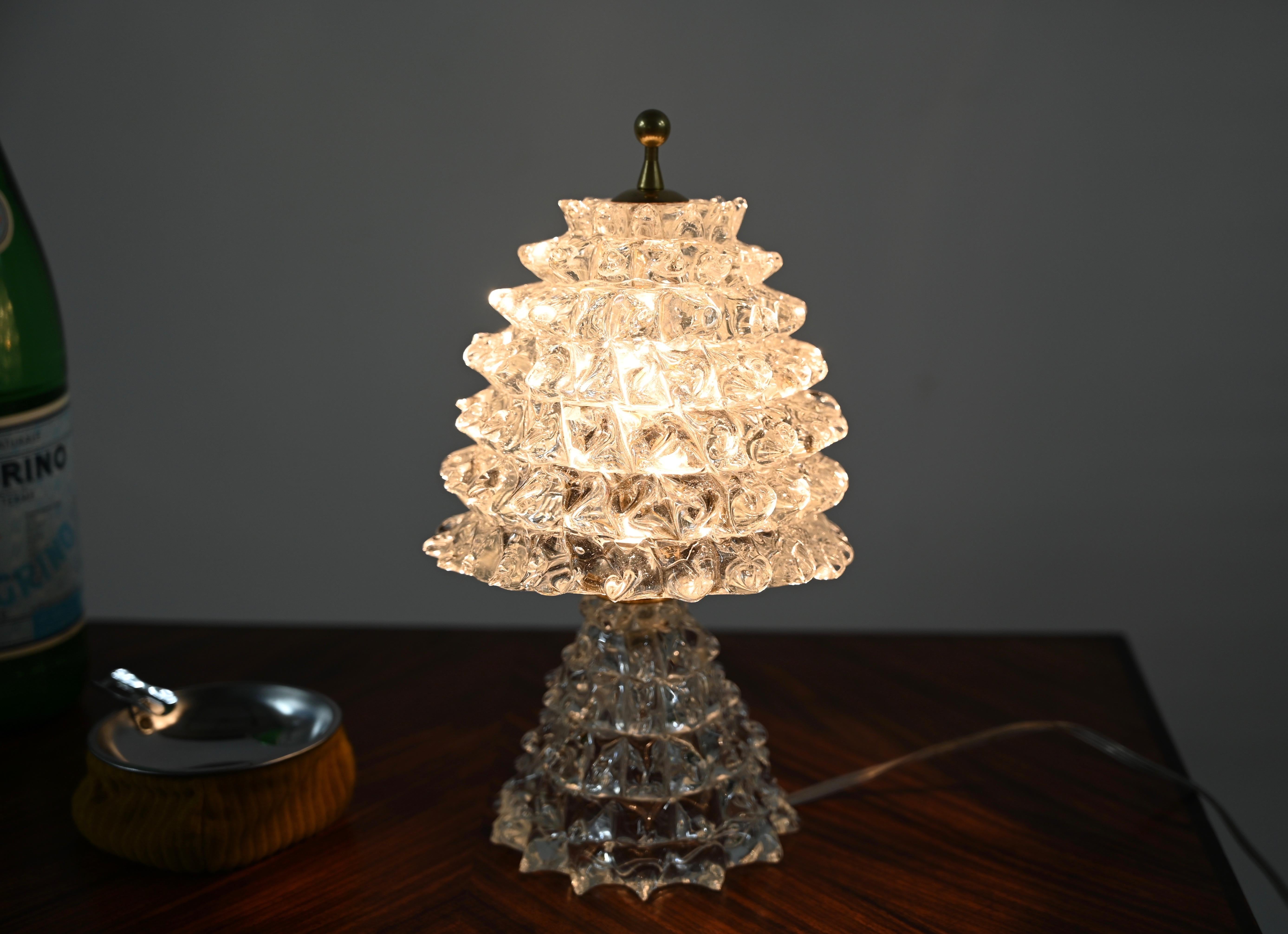 Große Barovier Tischlampe aus Murano 