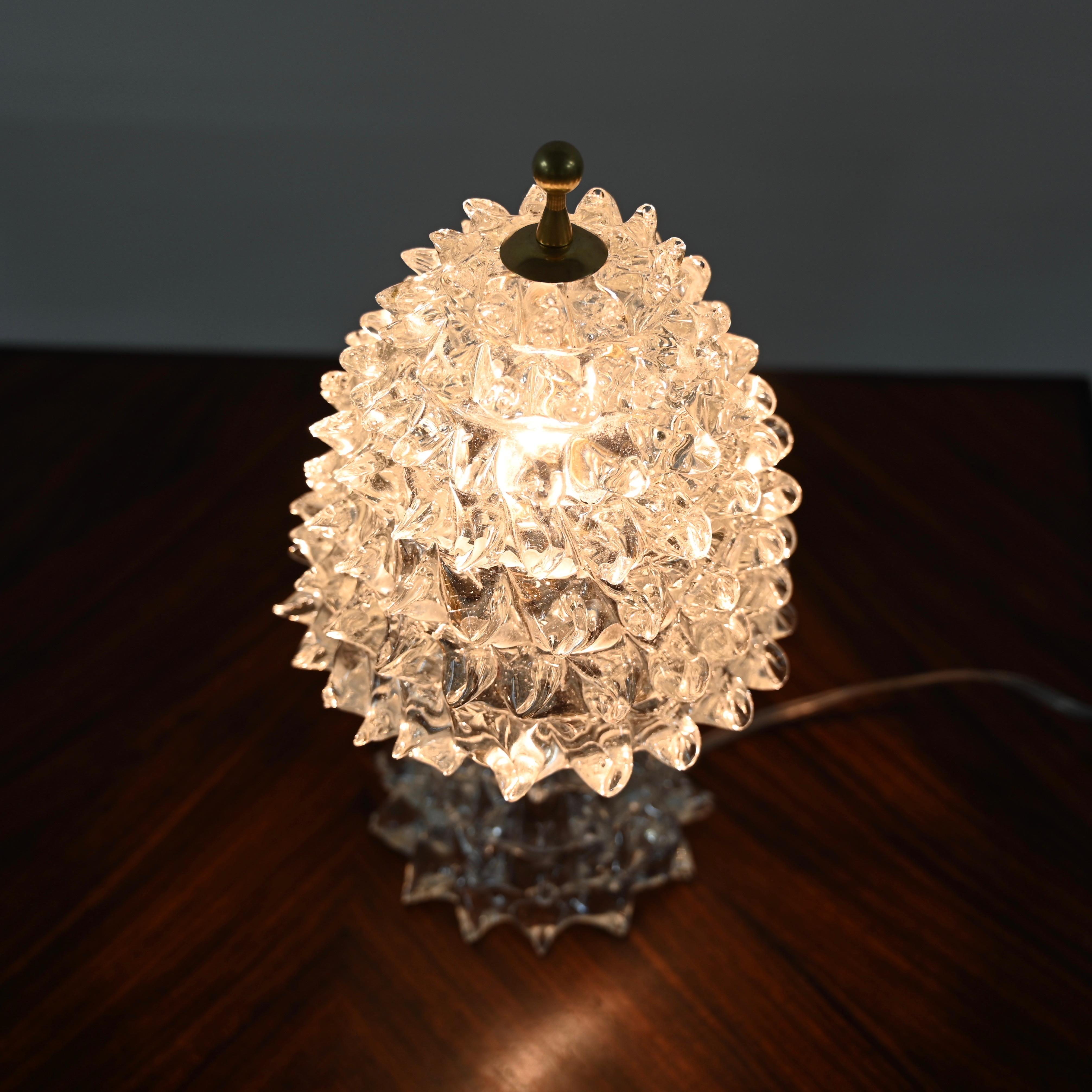 Große Barovier Tischlampe aus Murano 