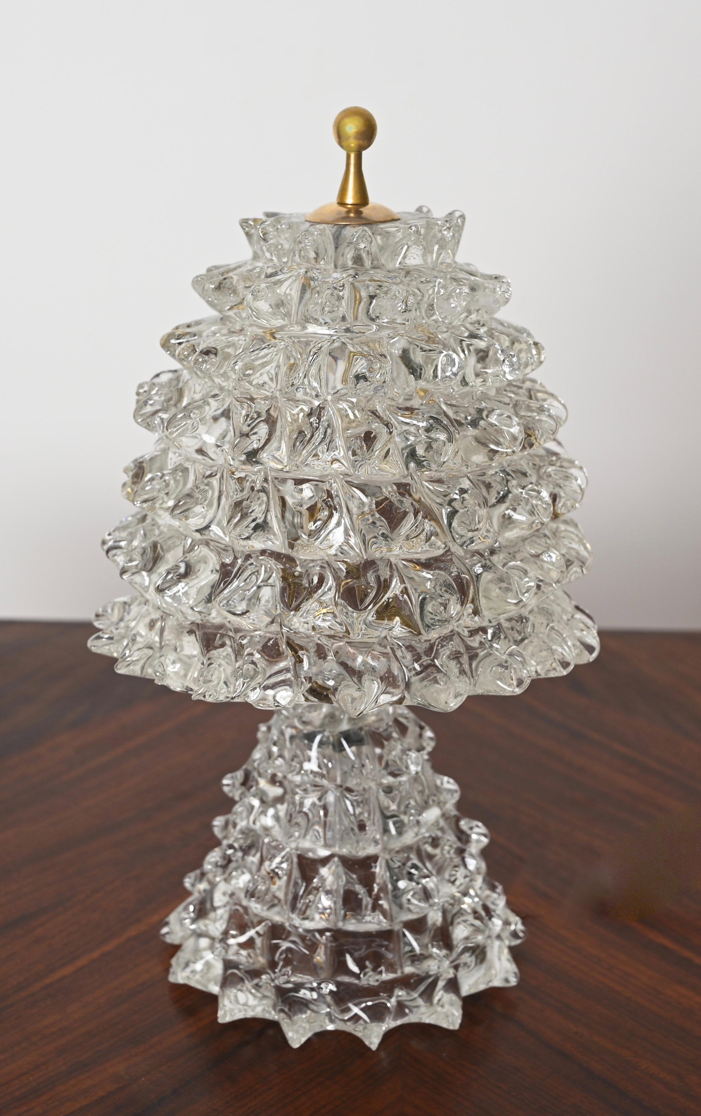 Große Barovier Tischlampe aus Murano 