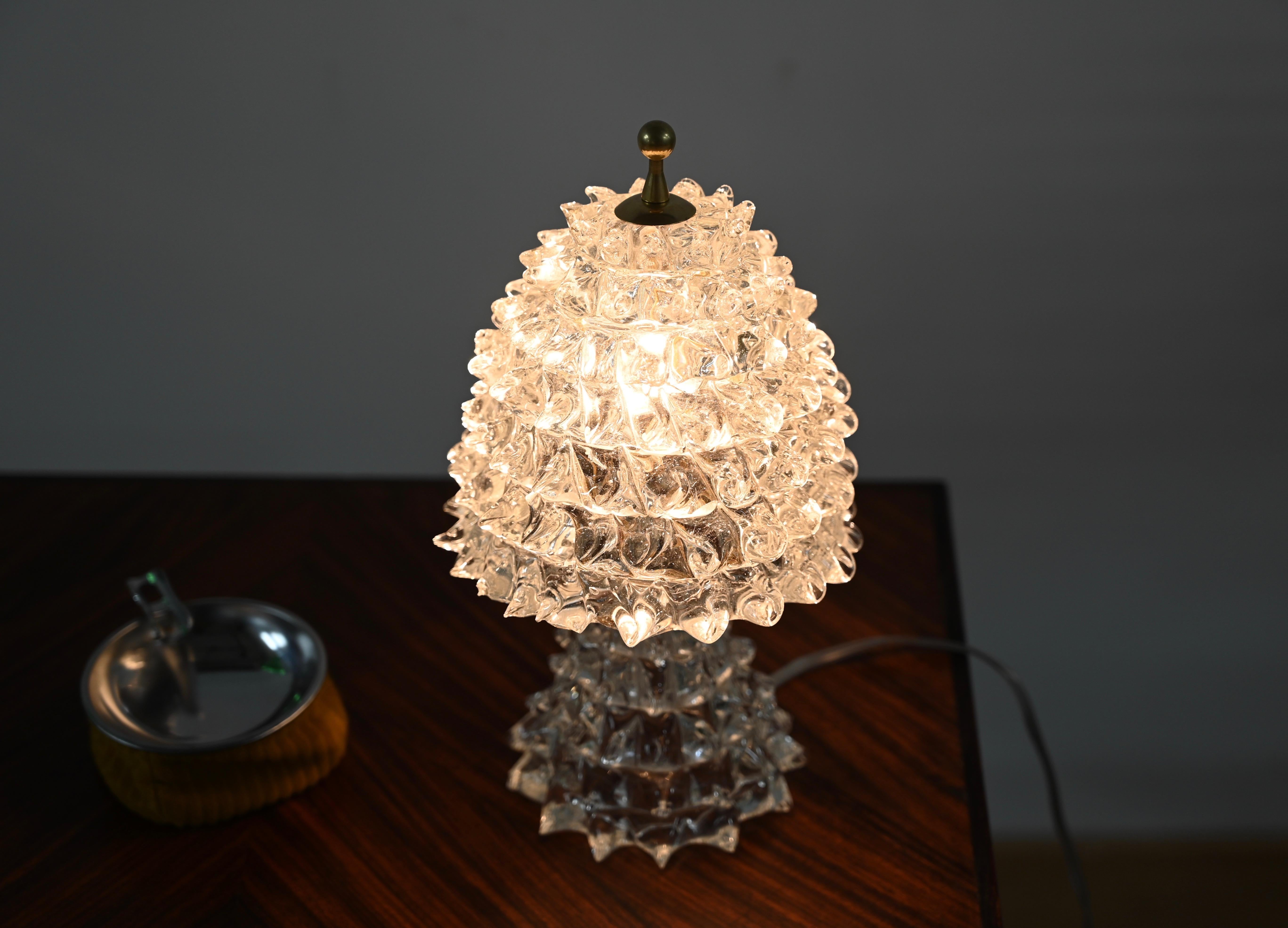 Große Barovier Tischlampe aus Murano 