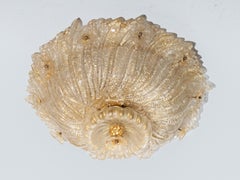 Large Barovier & Toso Flower Gilt Art Glass Murano Flush Mount