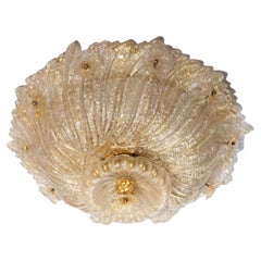 Large Barovier & Toso Flower Gilt Art Glass Murano Flush Mount