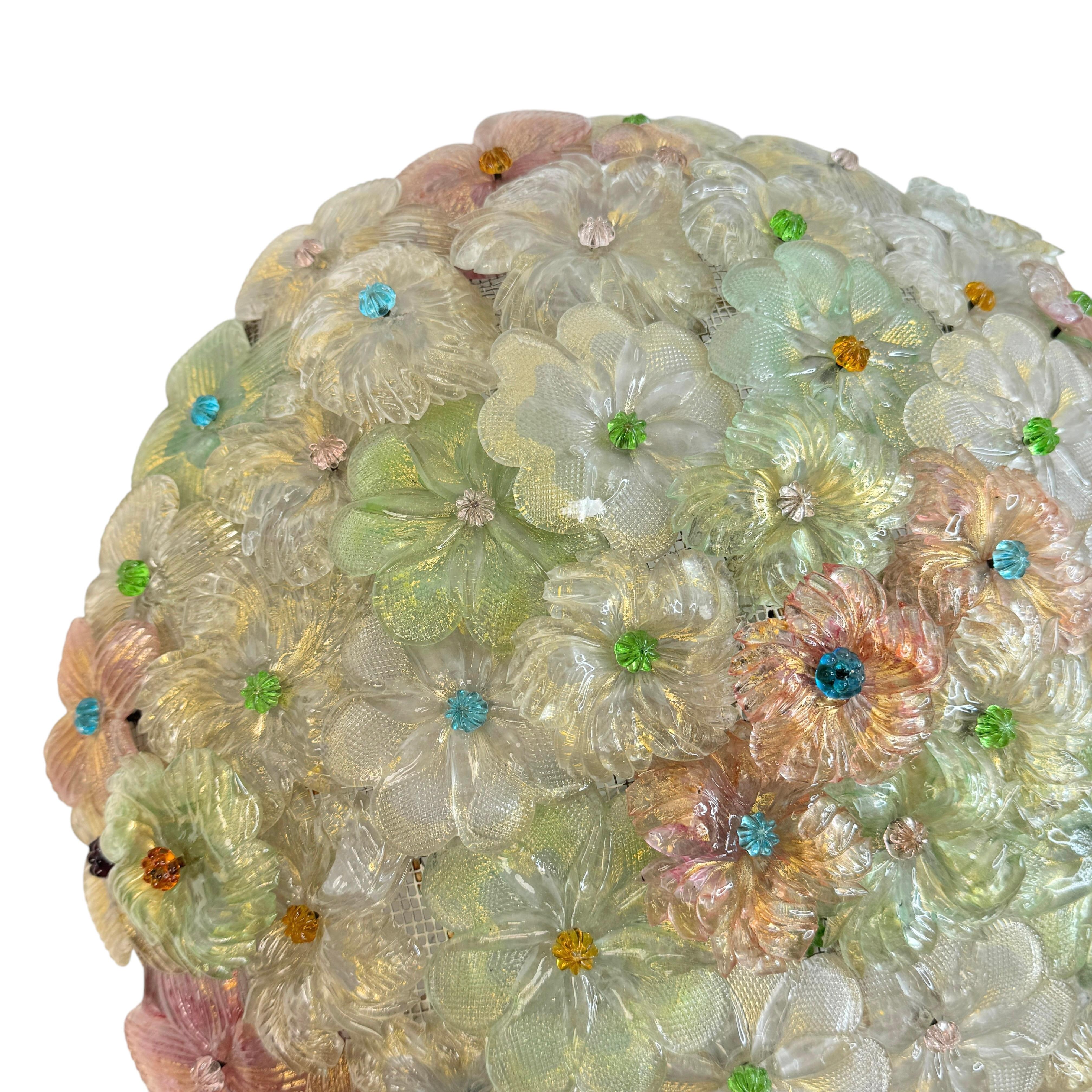 Große Barovier Toso Einbaubeleuchtung aus Muranoglas in Gold und mehrfarbigen Blumen, 1930er Jahre im Angebot 6