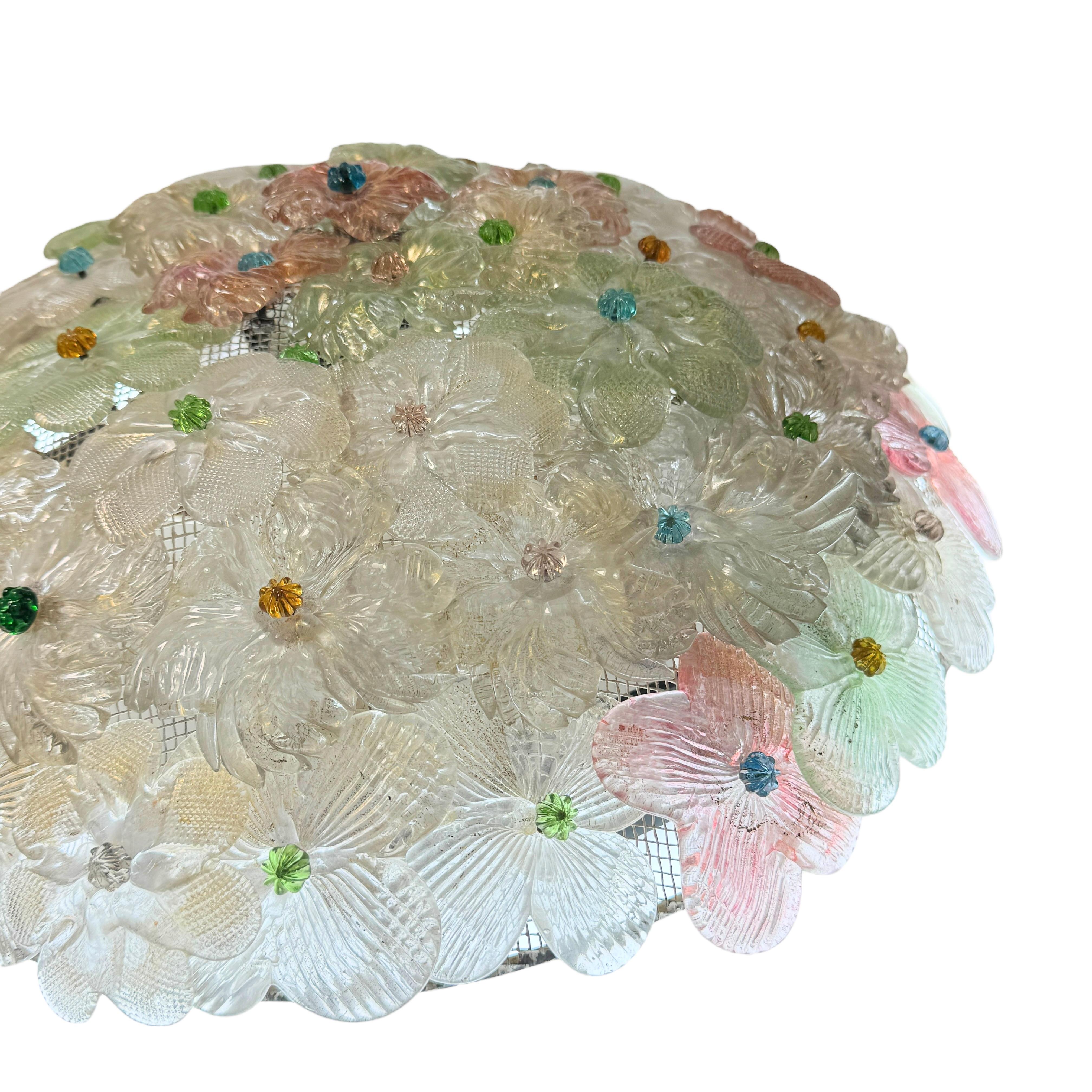 Große Barovier Toso Einbaubeleuchtung aus Muranoglas in Gold und mehrfarbigen Blumen, 1930er Jahre im Angebot 10