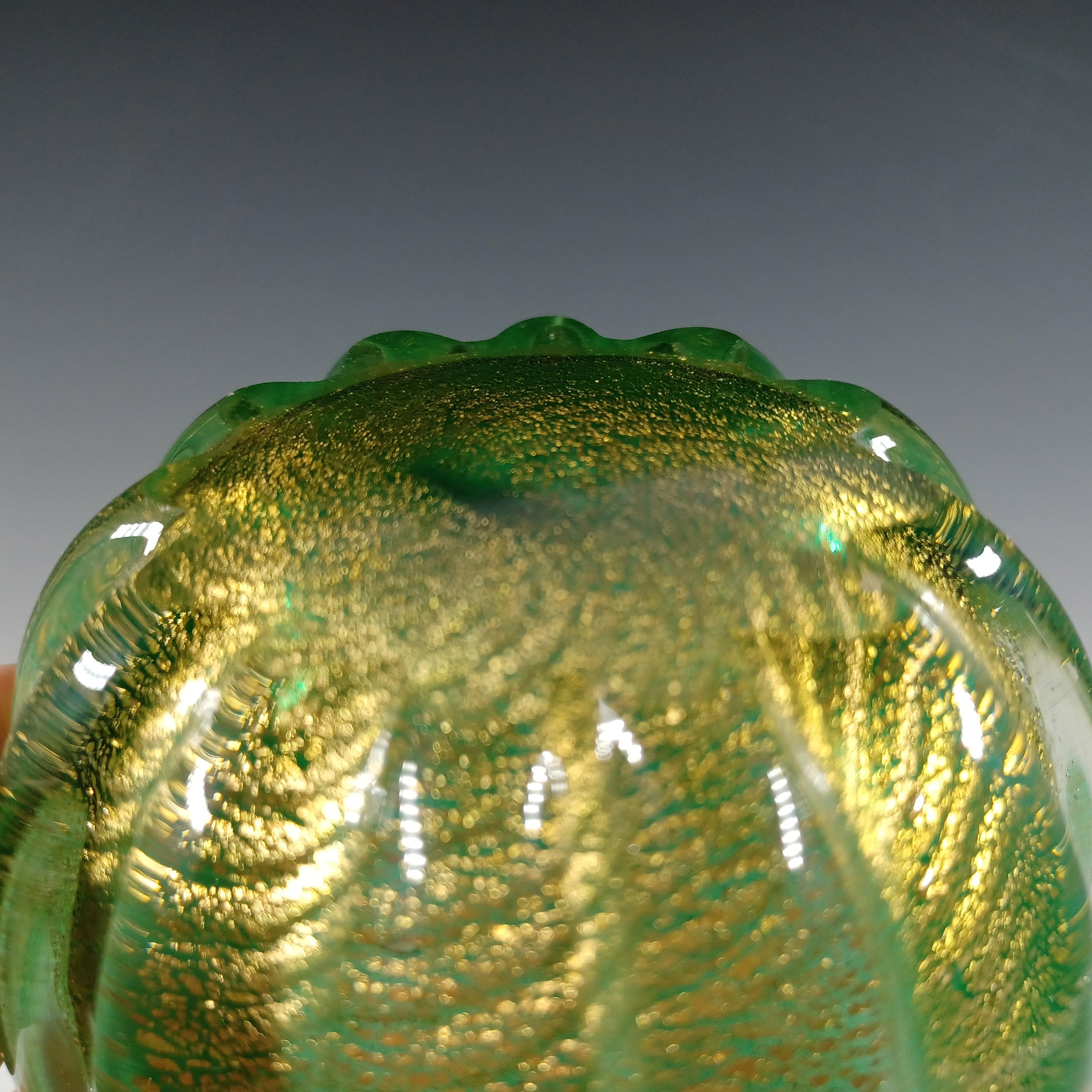 GRAN Jarrón de cristal verde hoja de oro Barovier & Toso Murano Cordonato d'Oro en venta 2