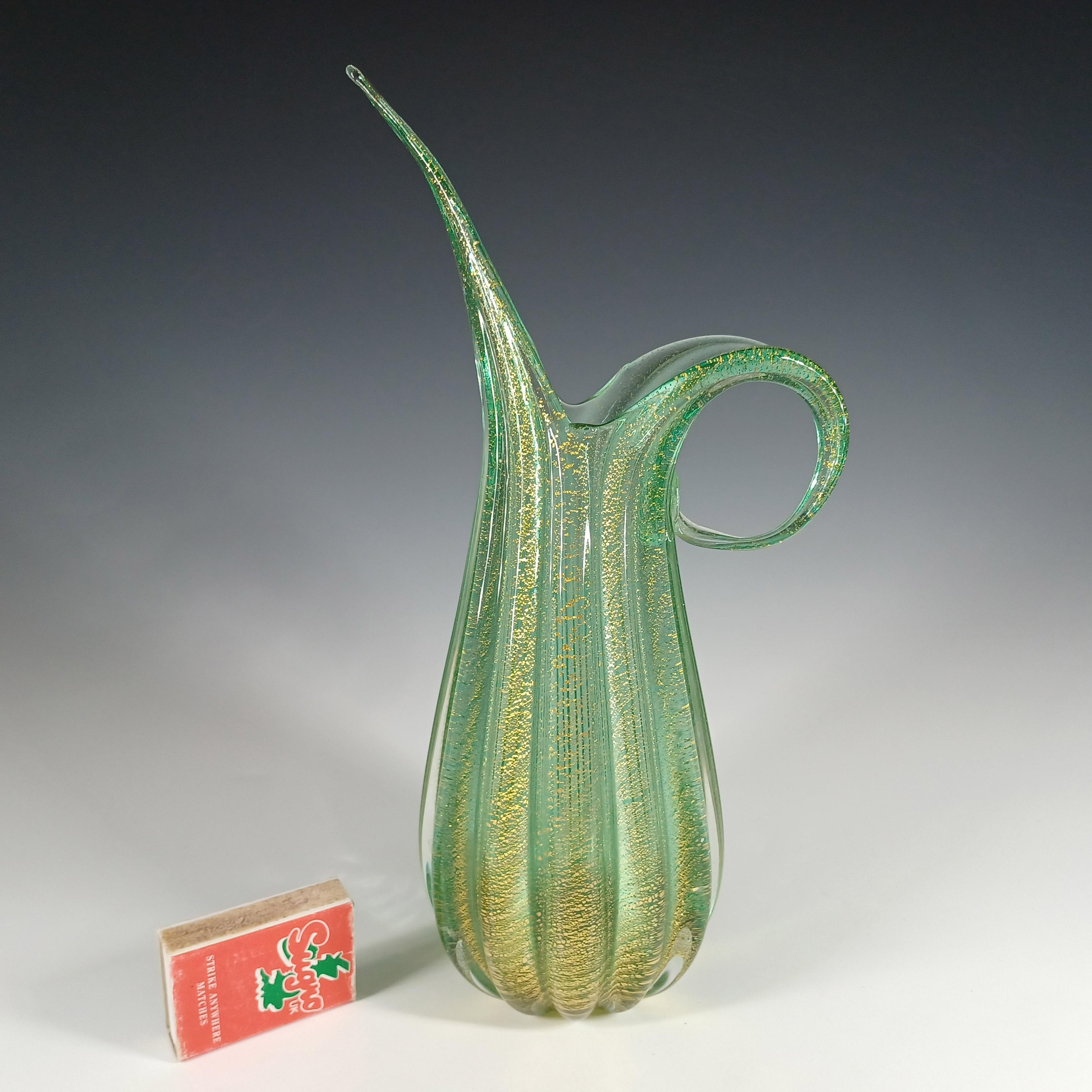 GRAN Jarrón de cristal verde hoja de oro Barovier & Toso Murano Cordonato d'Oro en venta 3