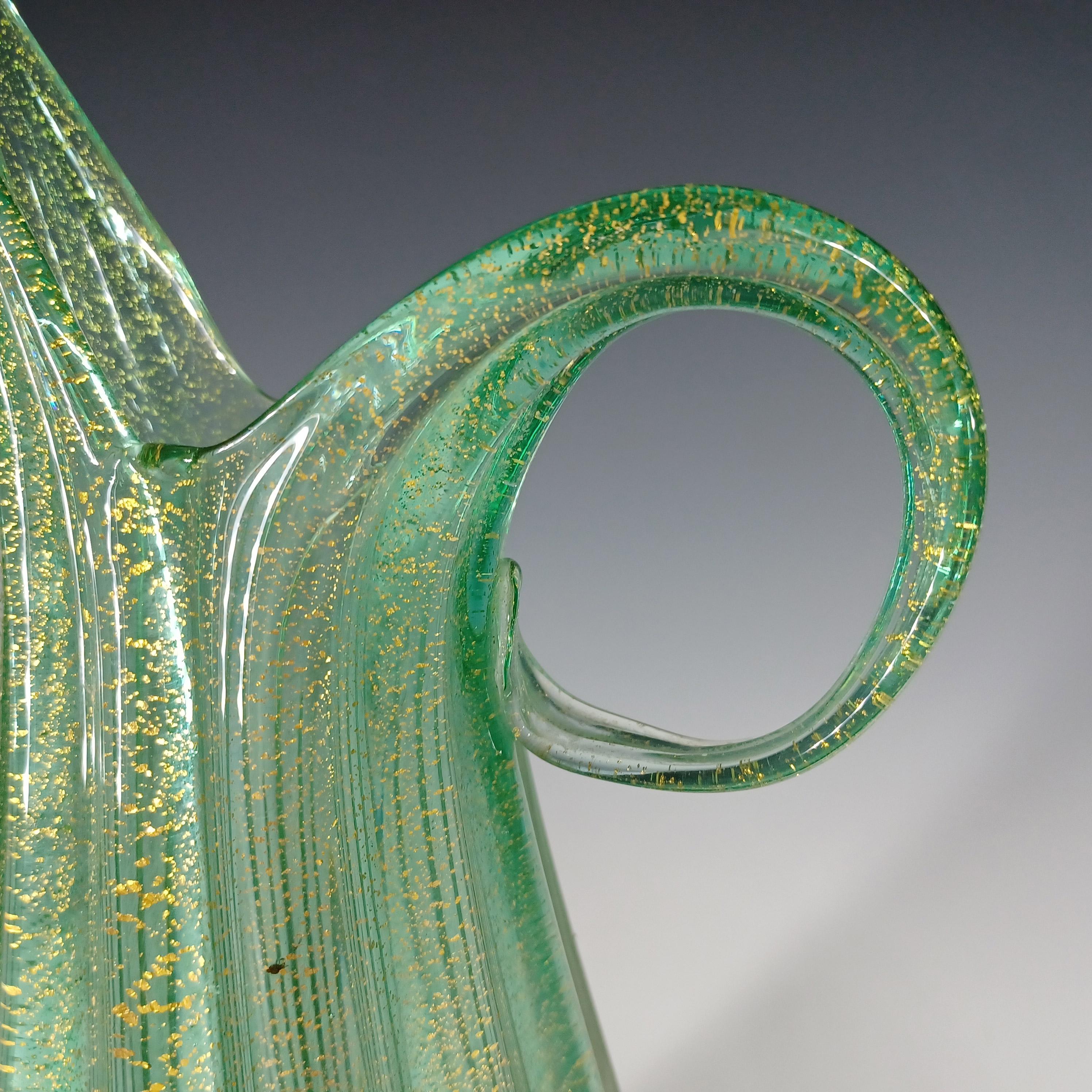 GRAN Jarrón de cristal verde hoja de oro Barovier & Toso Murano Cordonato d'Oro Hecho a mano en venta