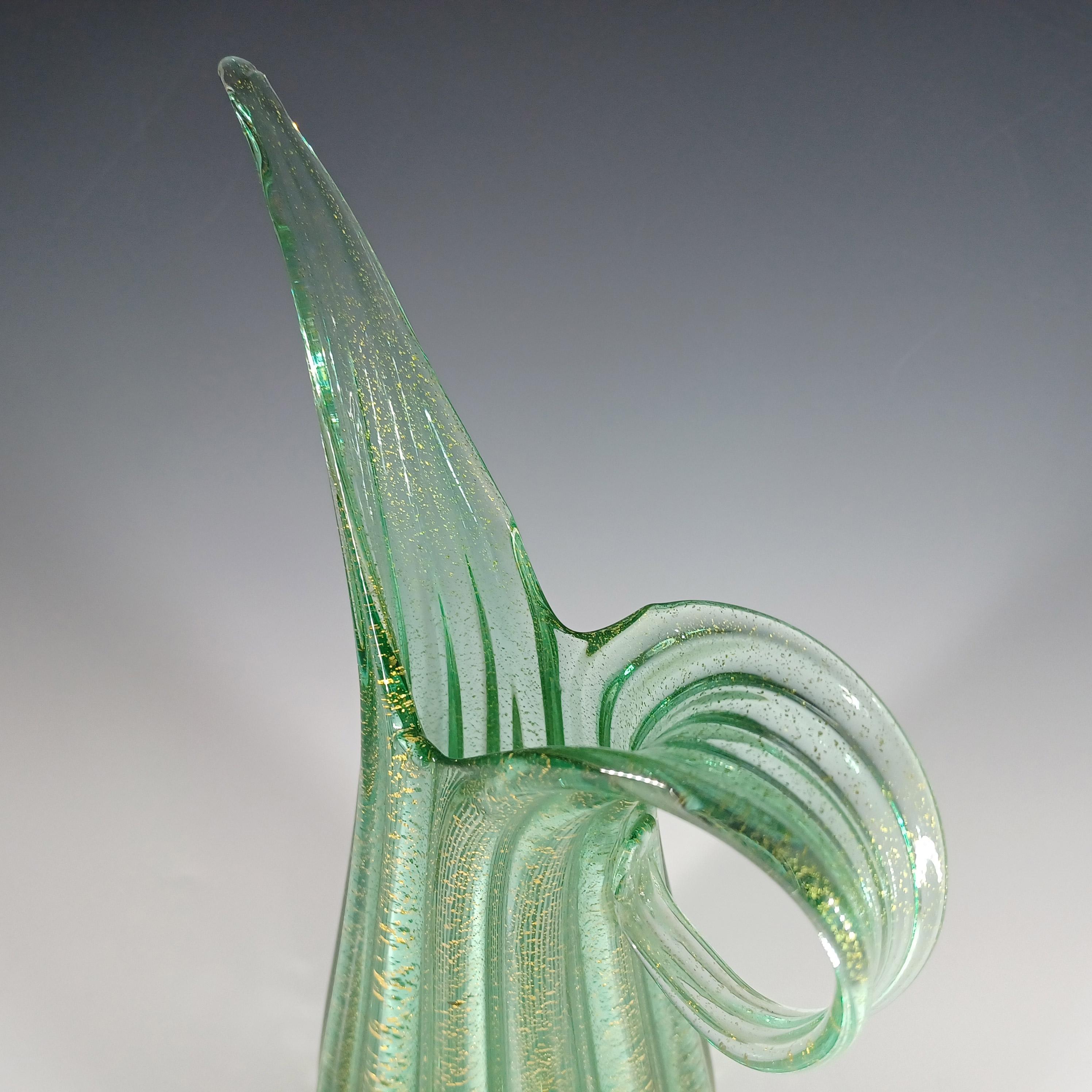 GRAN Jarrón de cristal verde hoja de oro Barovier & Toso Murano Cordonato d'Oro en Bueno estado para la venta en Bolton, GB