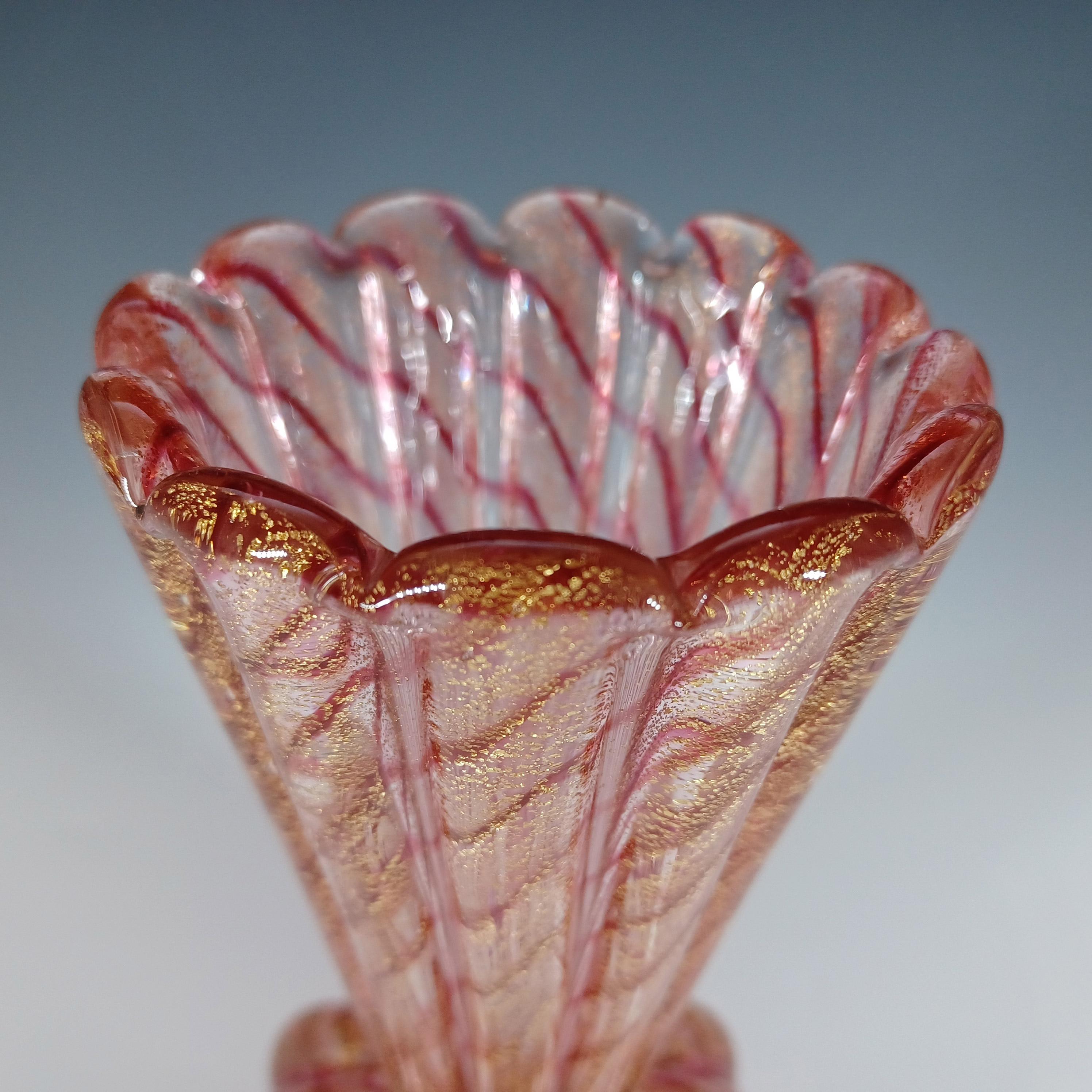Mid-20th Century LARGE Barovier & Toso Murano Cordonato d'Oro Gold Leaf Vintage Glass Vase For Sale