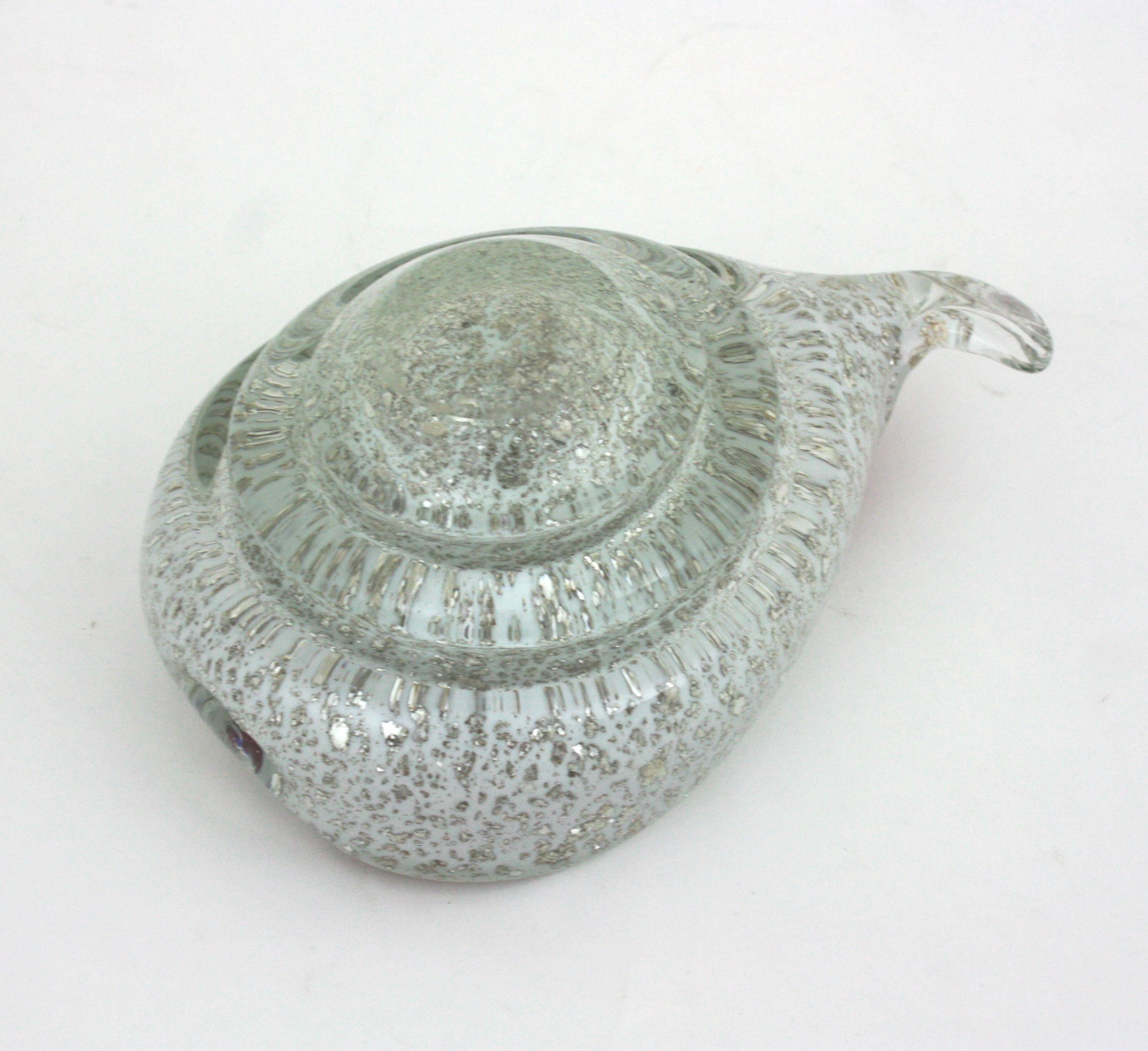 Grande ciotola in vetro artistico a forma di cuore Barovier&Toso Murano Red White Silver Flecks in vendita 11