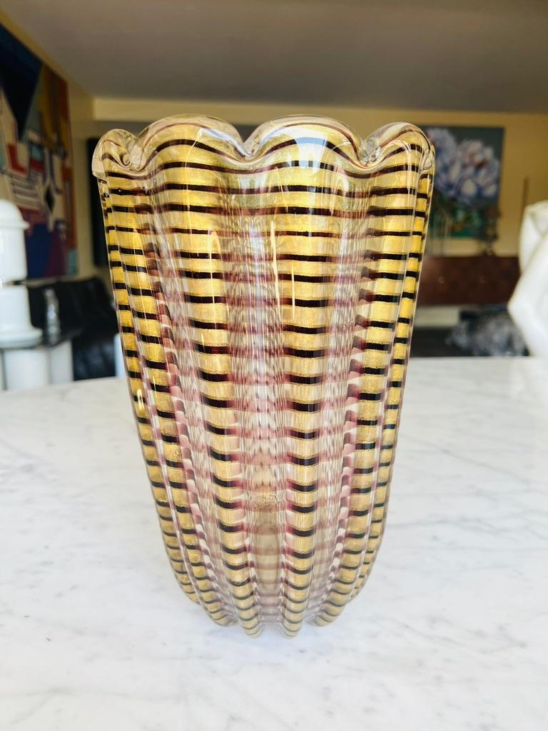 Mid-Century Modern Grand vase en verre de Murano 