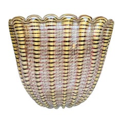 Grande vaso in vetro di Murano Barovier&Toso "Zebrato oro" con ametista, circa 1950