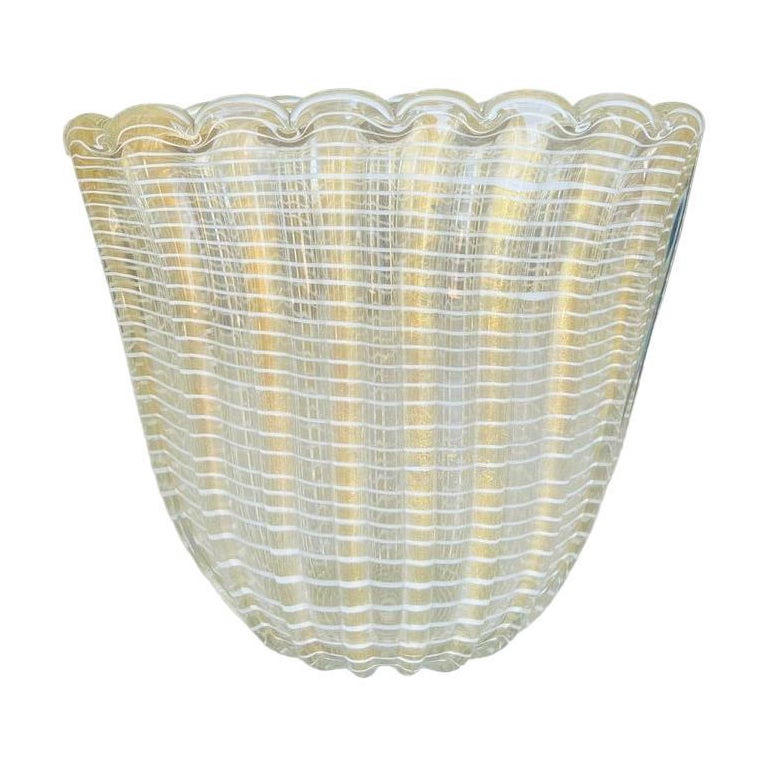 Large Barovier&Toso Murano glass "Zebrato oro" vase circa 1950