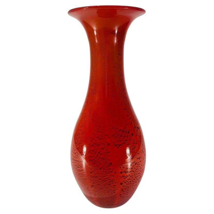 Large Barovier&Toso Murano vase circa 1950 coral and black. For Sale