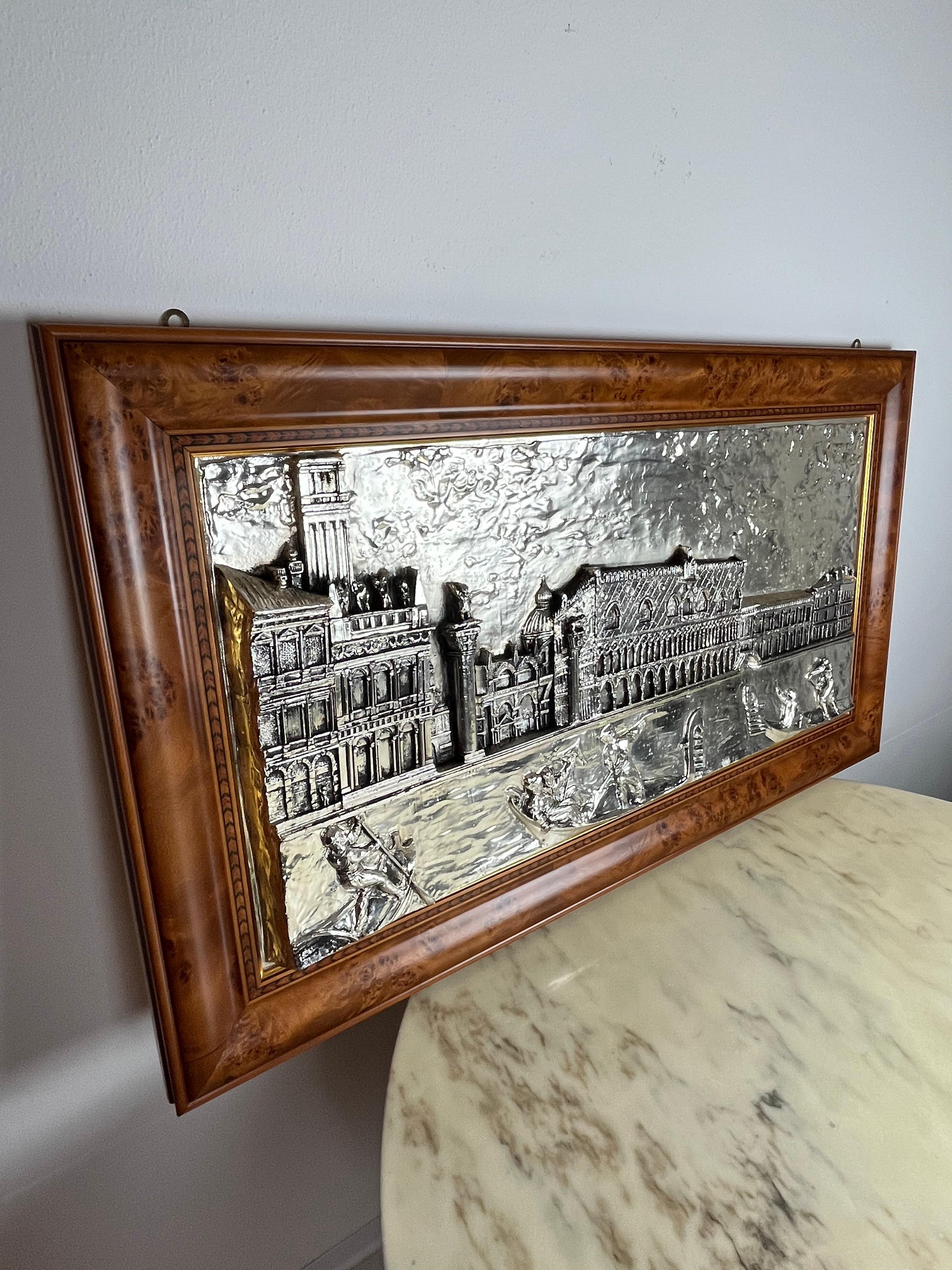 Other Large Bas-Relief Piazza San Marco ( Venice ) cm 115 x cm 64, 1000 silver, 1980s For Sale