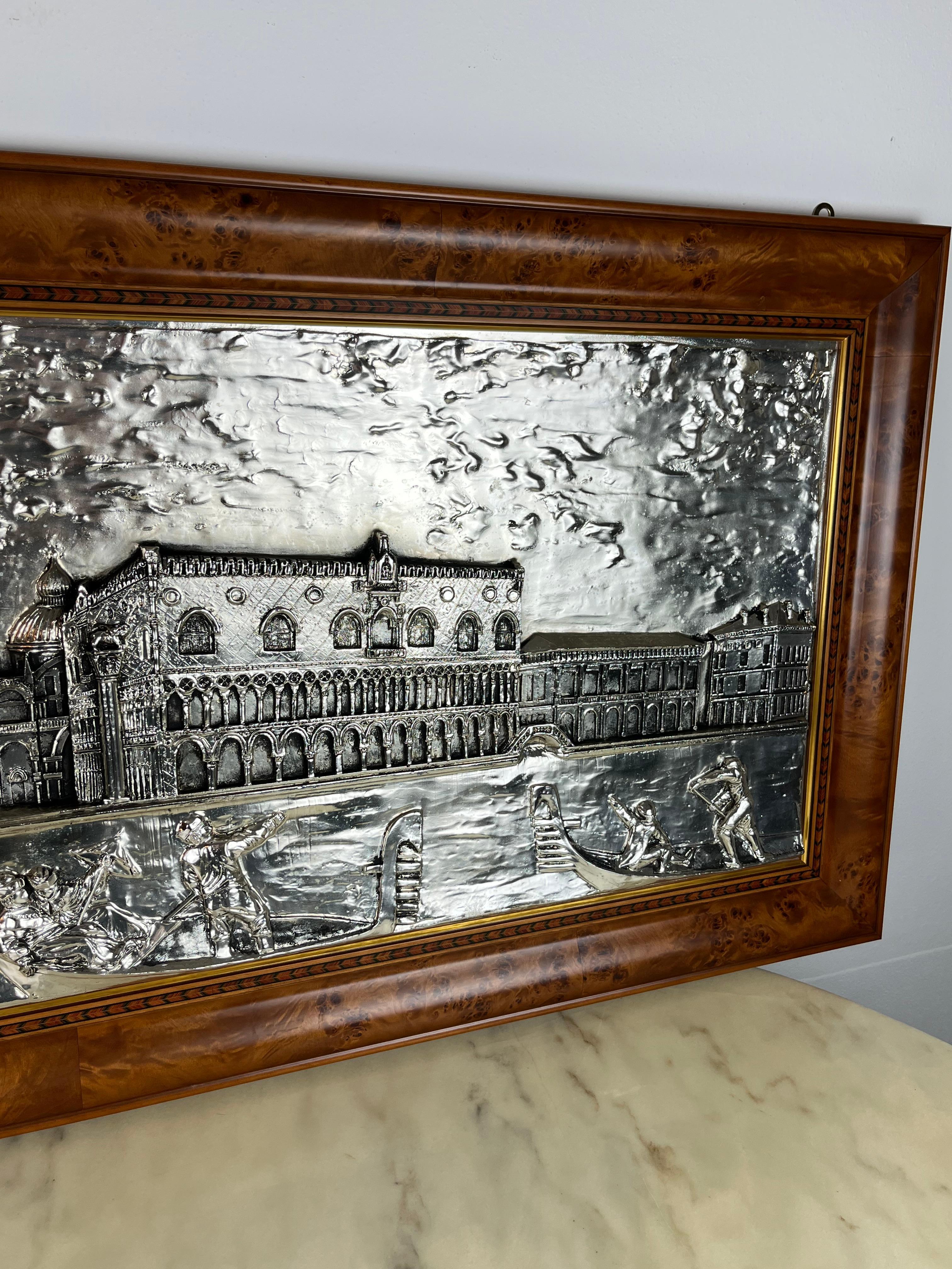 Large Bas-Relief Piazza San Marco ( Venice ) cm 115 x cm 64, 1000 silver, 1980s In Good Condition For Sale In Palermo, IT