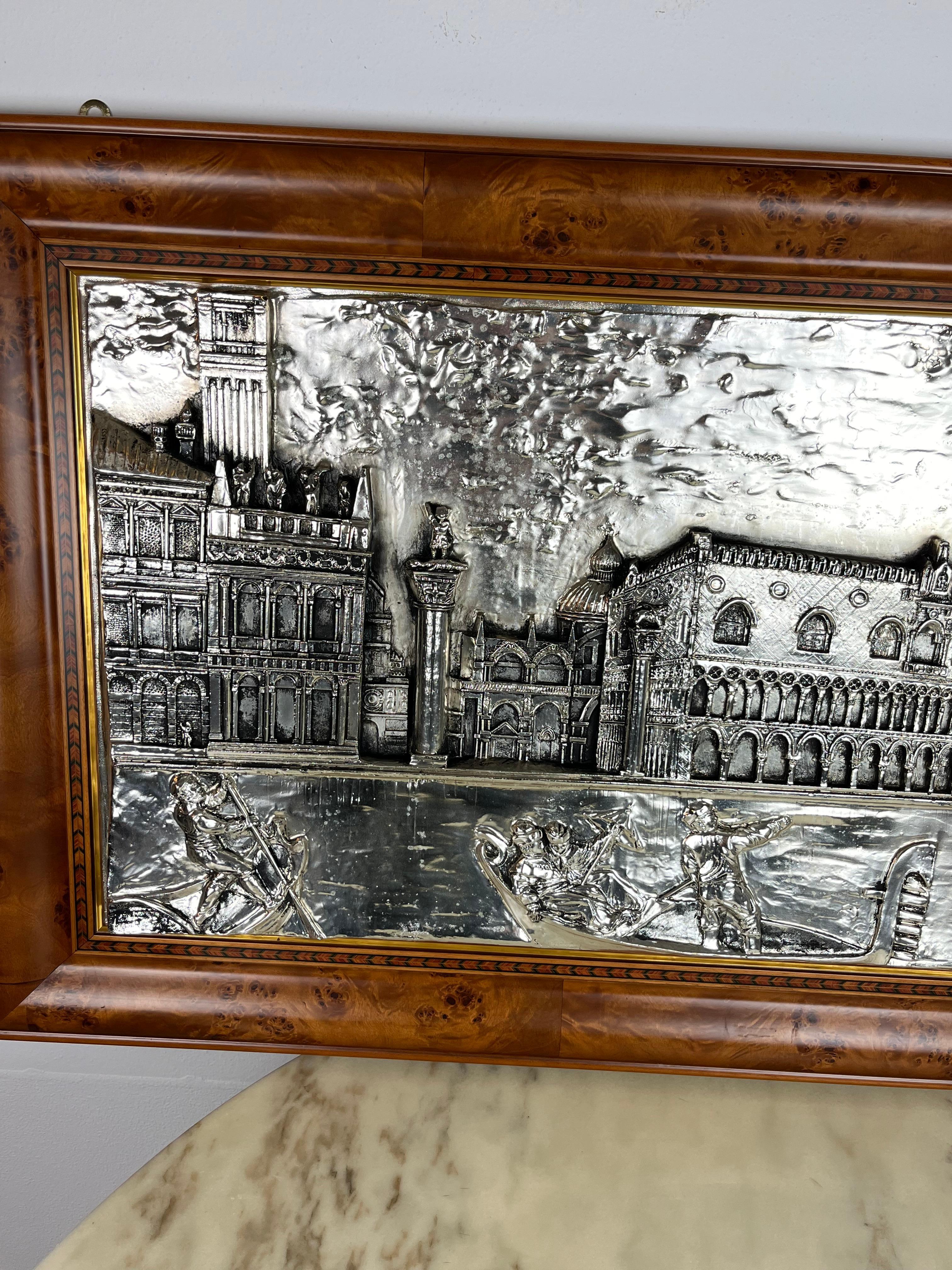 Late 20th Century Large Bas-Relief Piazza San Marco ( Venice ) cm 115 x cm 64, 1000 silver, 1980s For Sale
