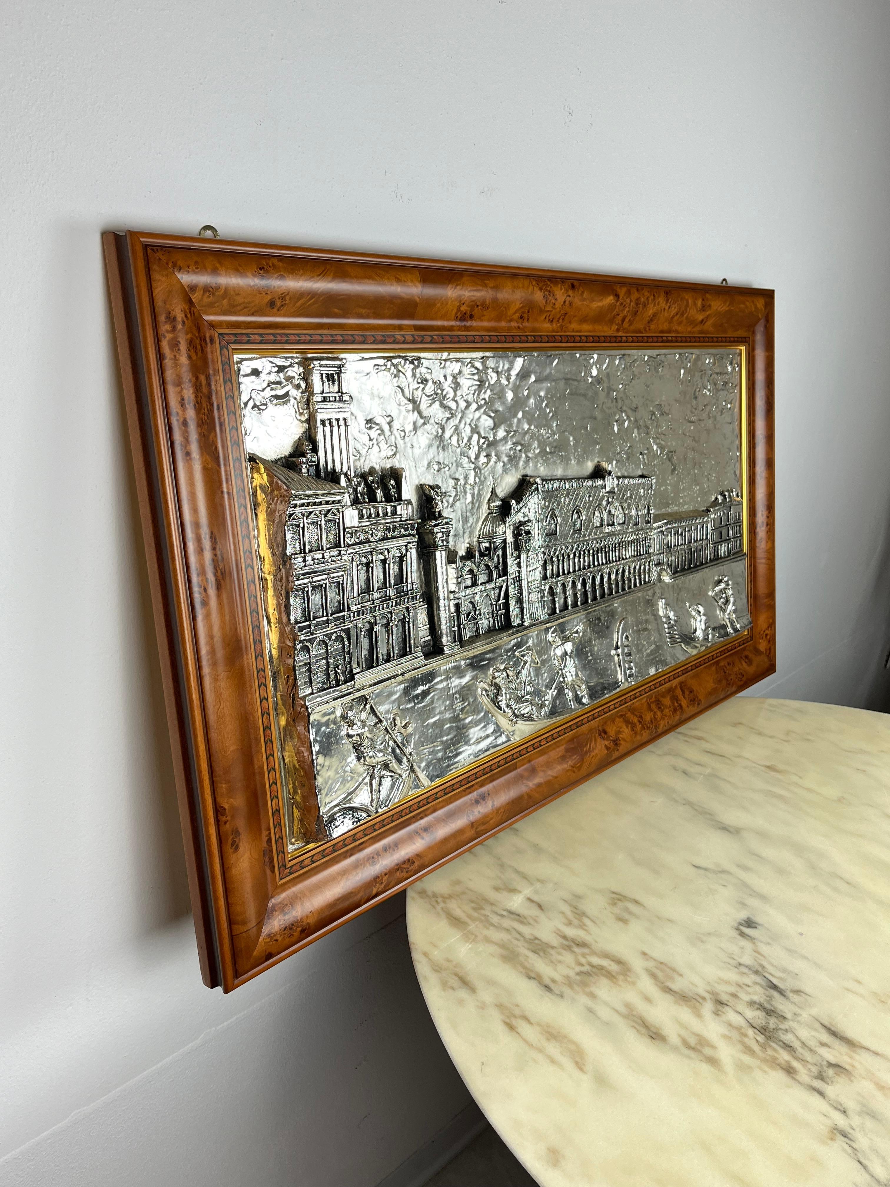 Large Bas-Relief Piazza San Marco ( Venice ) cm 115 x cm 64, 1000 silver, 1980s For Sale 2