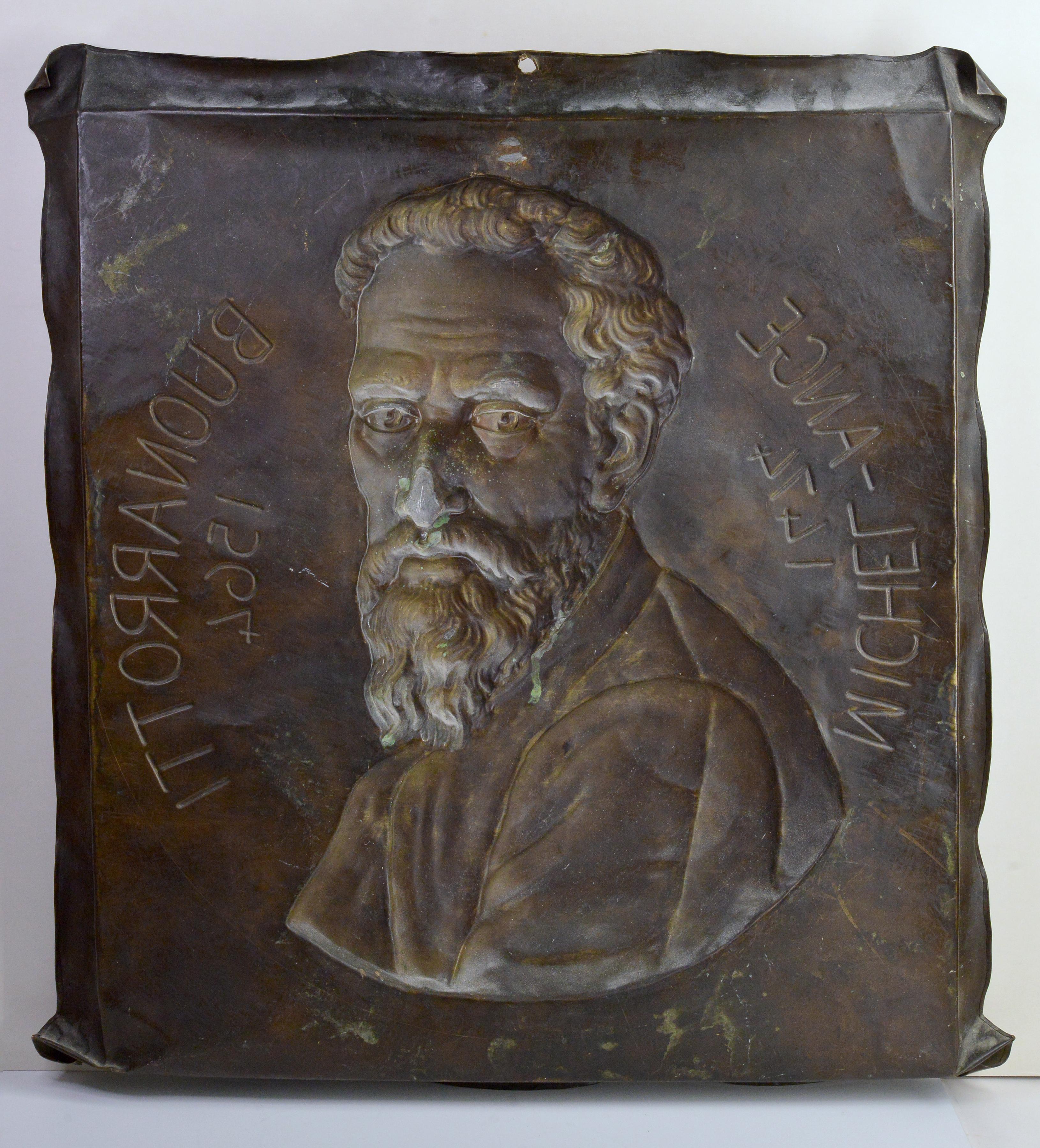 Gran placa mural en bajorrelieve Retrato de Miguel Ángel Antiguo siglo XIX Desconocido en venta