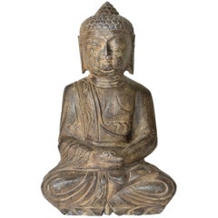 Grande statue de Bouddha en pierre de basalte