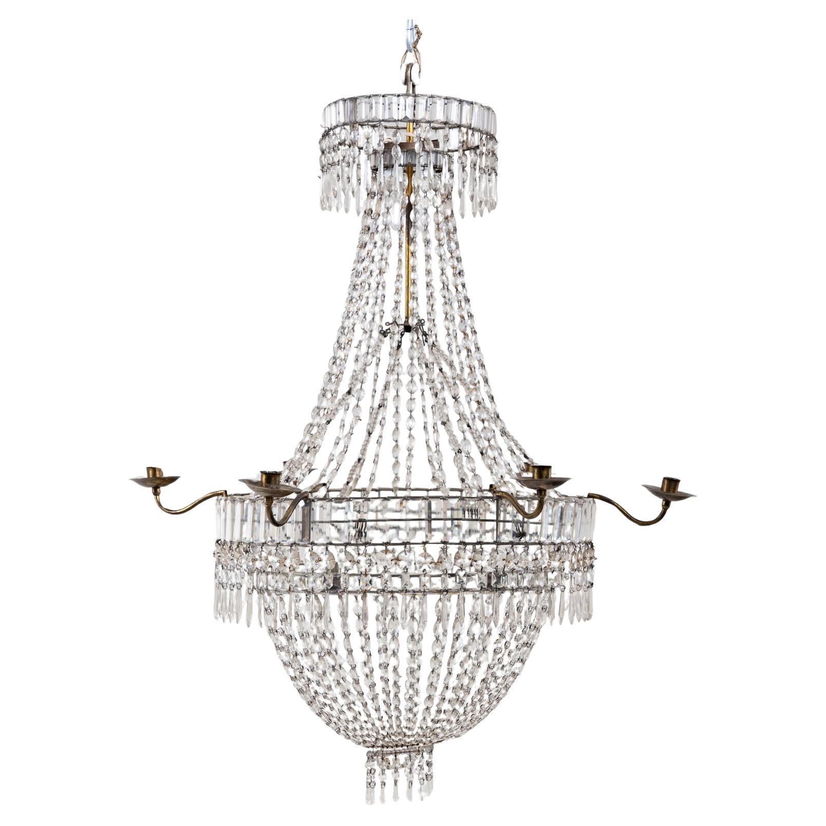 Large Basket Chandelier, 1st Third 19th century For Sale
