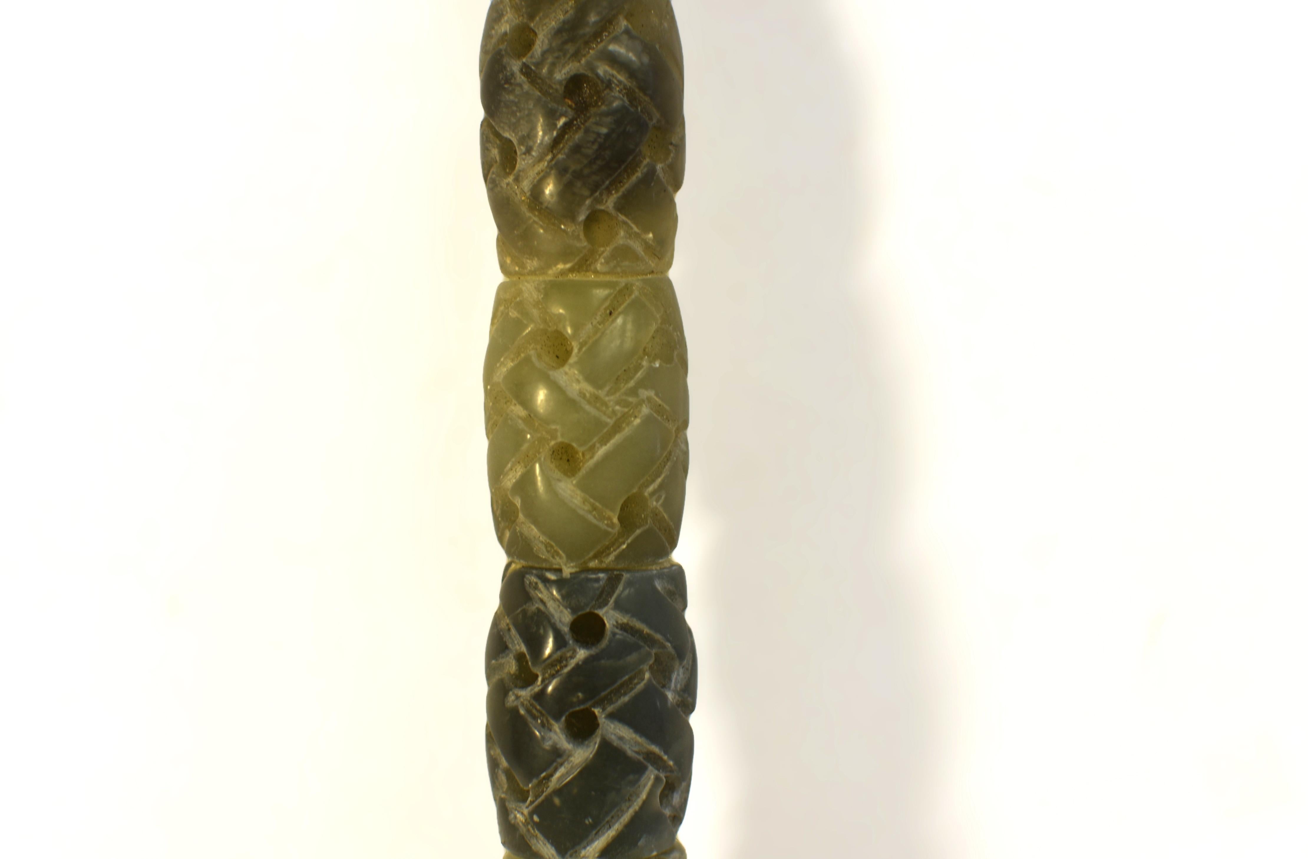 Hand-Crafted Large Basketweave Jade Calligraphy Brush 14