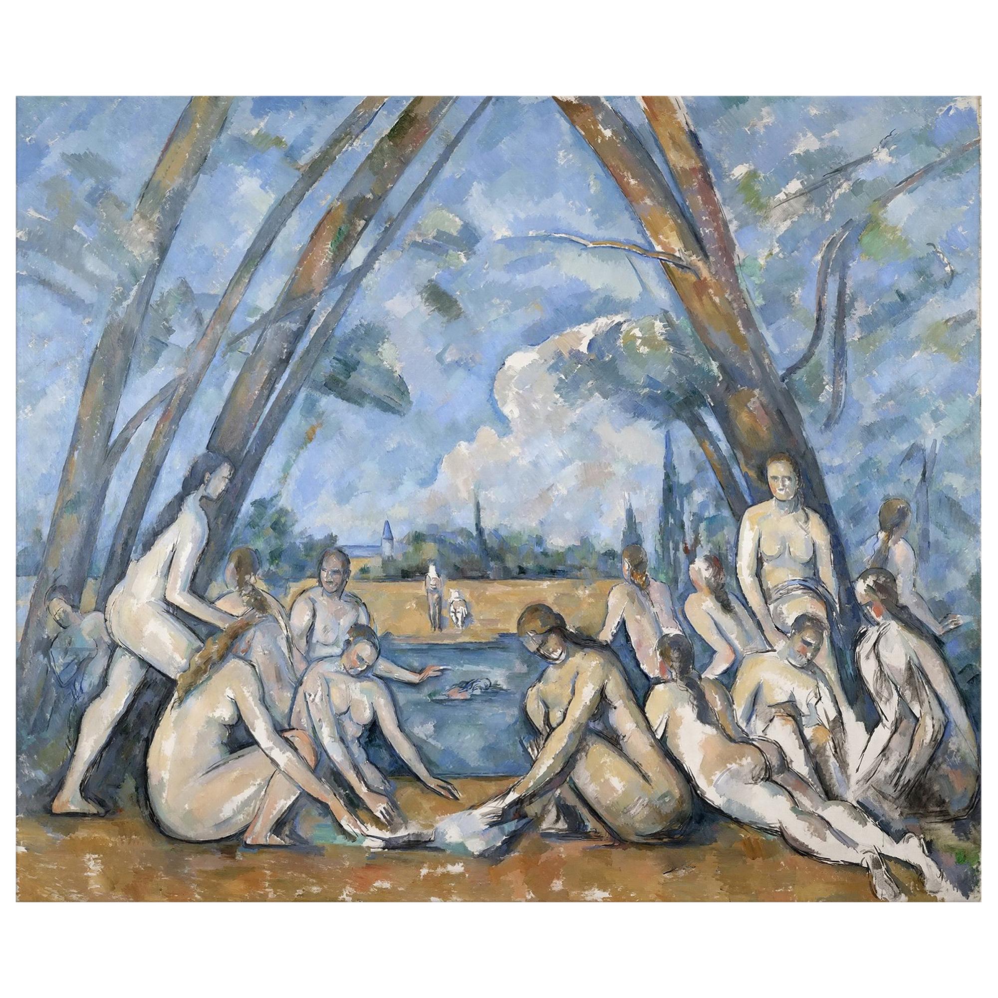 Large Bathers, after Expressionist Oil Painting Paul Cézanne For Sale