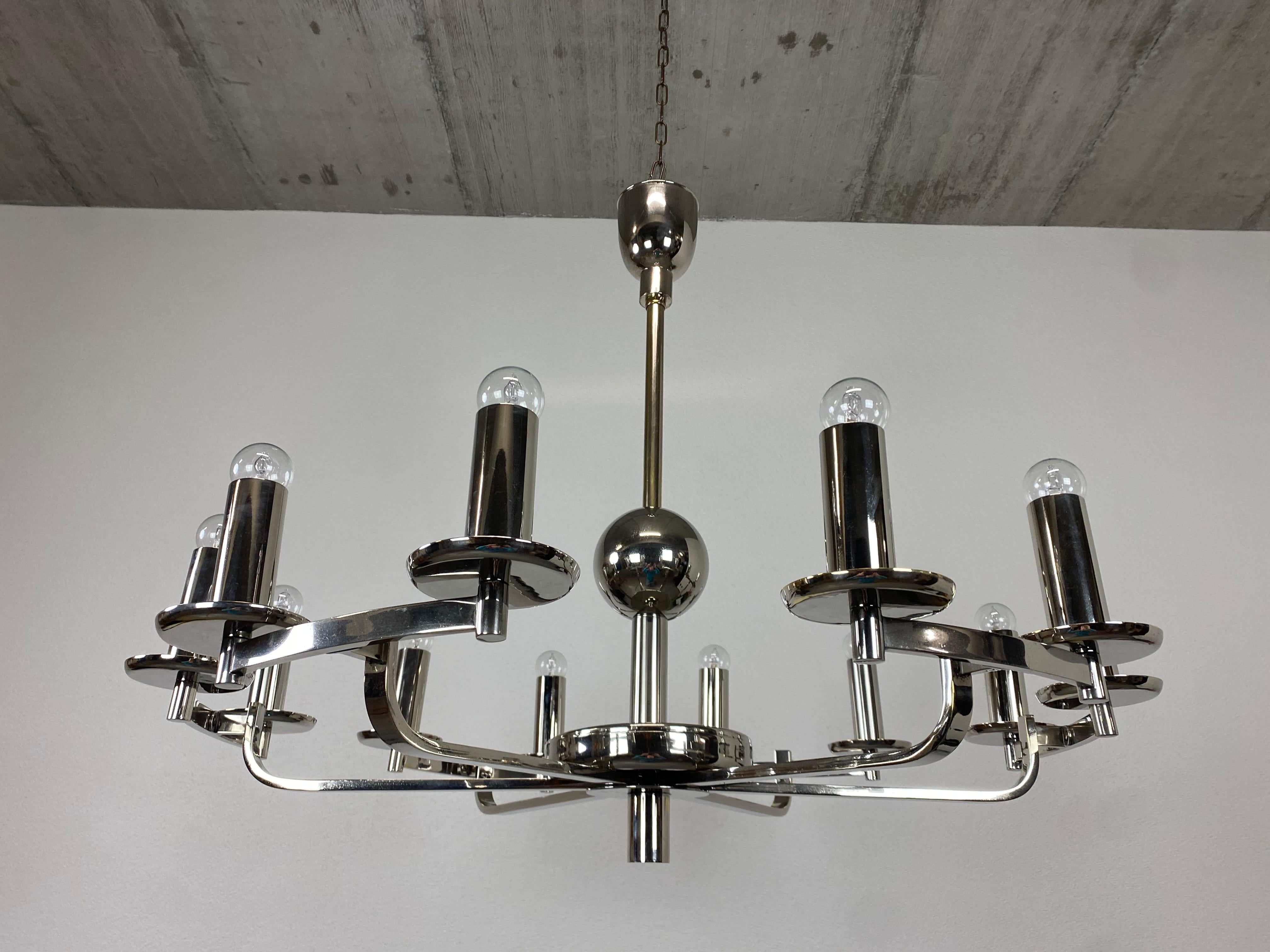 Large bauhaus chadelier with two wall lamps in excellent original condition.