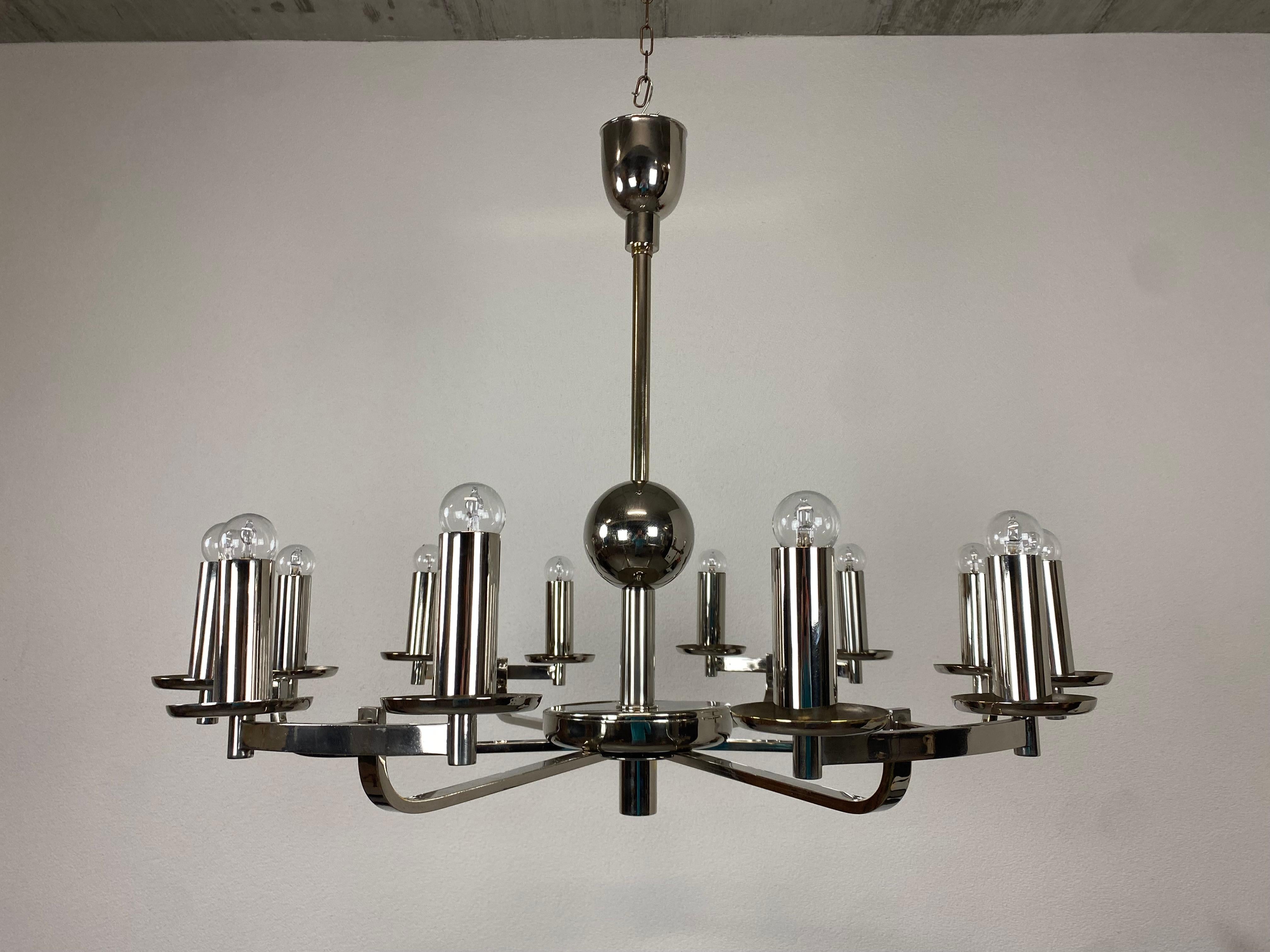 German Large Bauhaus Chadelier with Two Wall Lamps For Sale