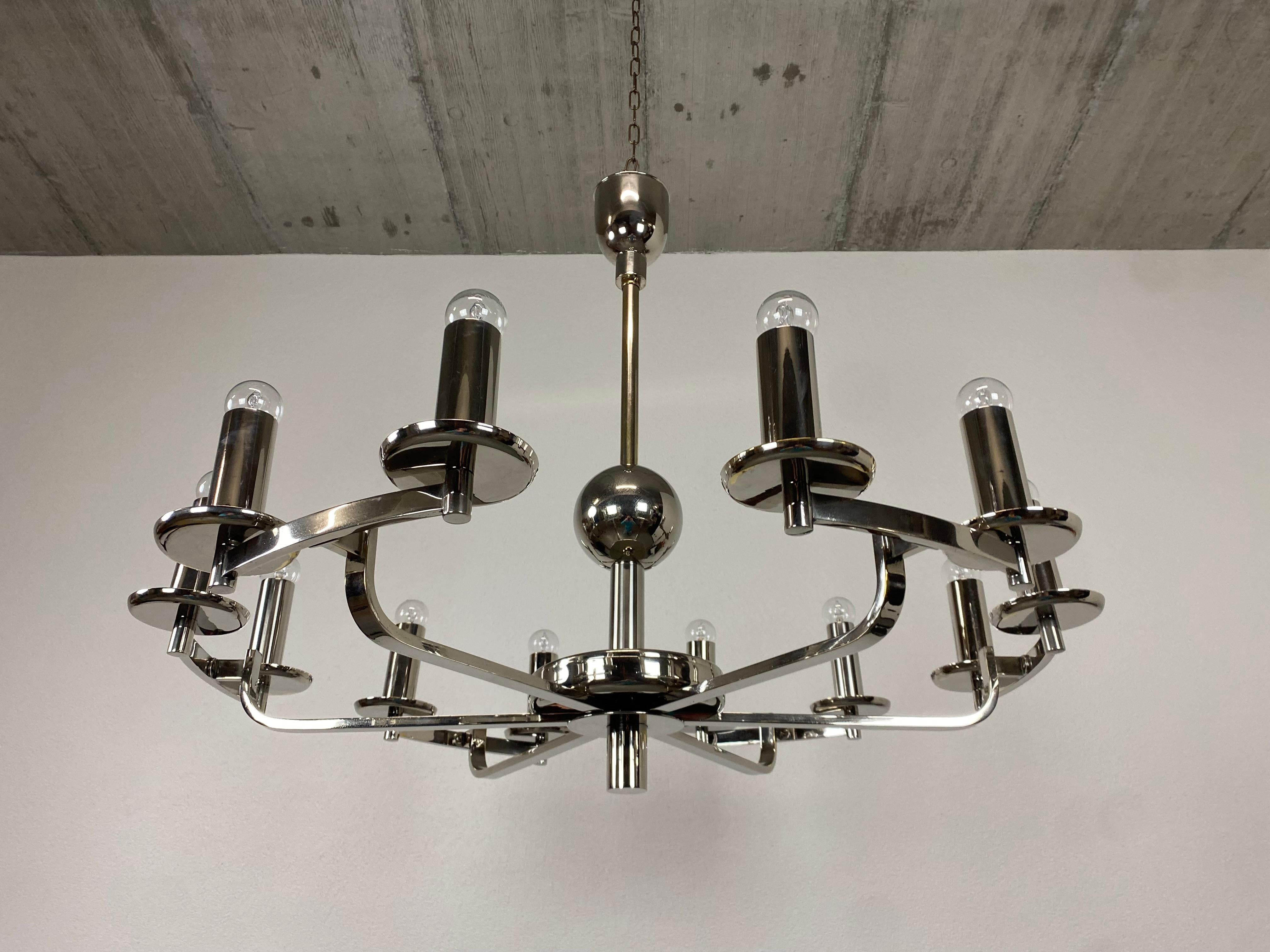 Large Bauhaus Chadelier with Two Wall Lamps In Excellent Condition For Sale In Banská Štiavnica, SK
