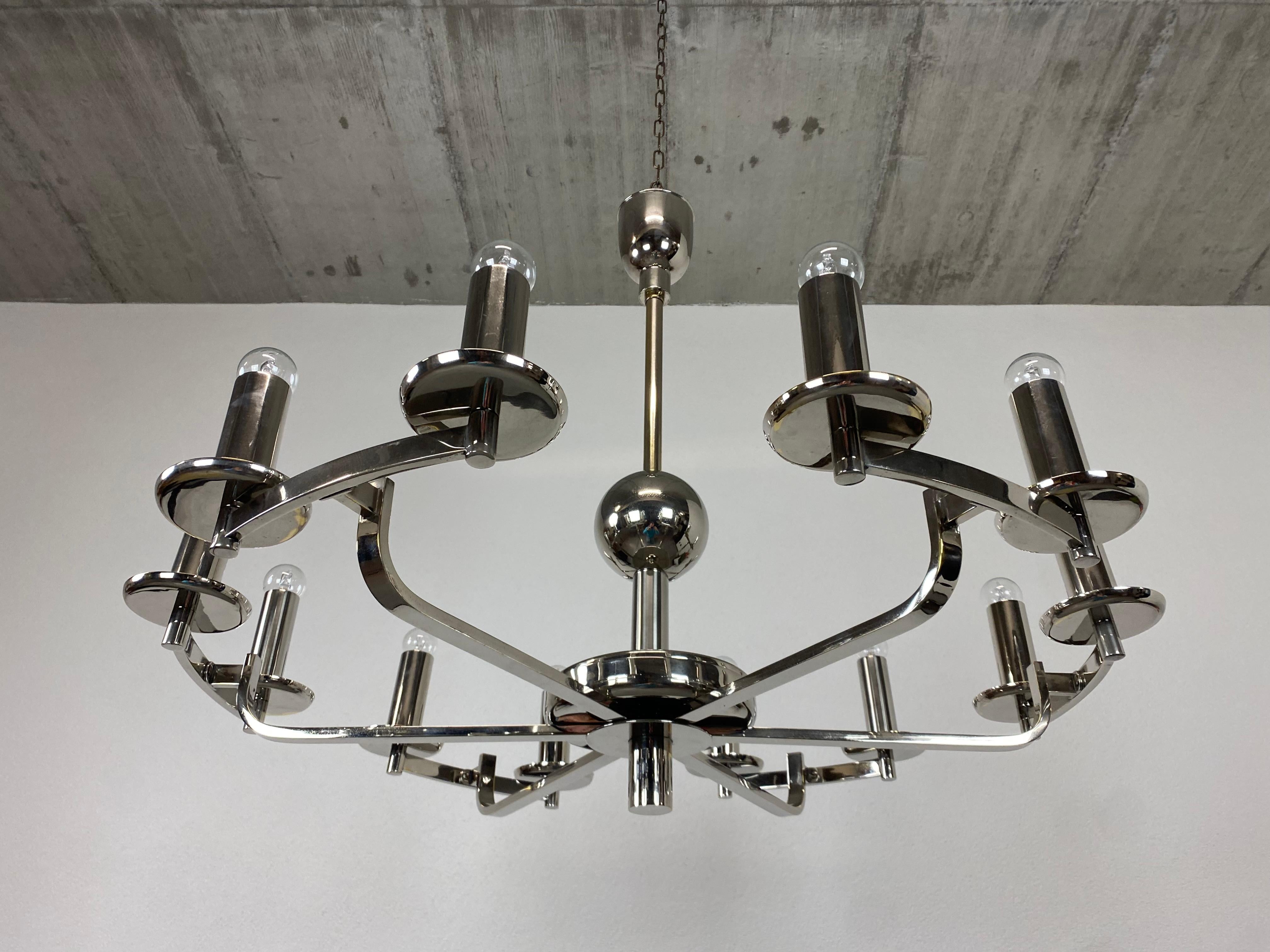Mid-20th Century Large Bauhaus Chadelier with Two Wall Lamps For Sale