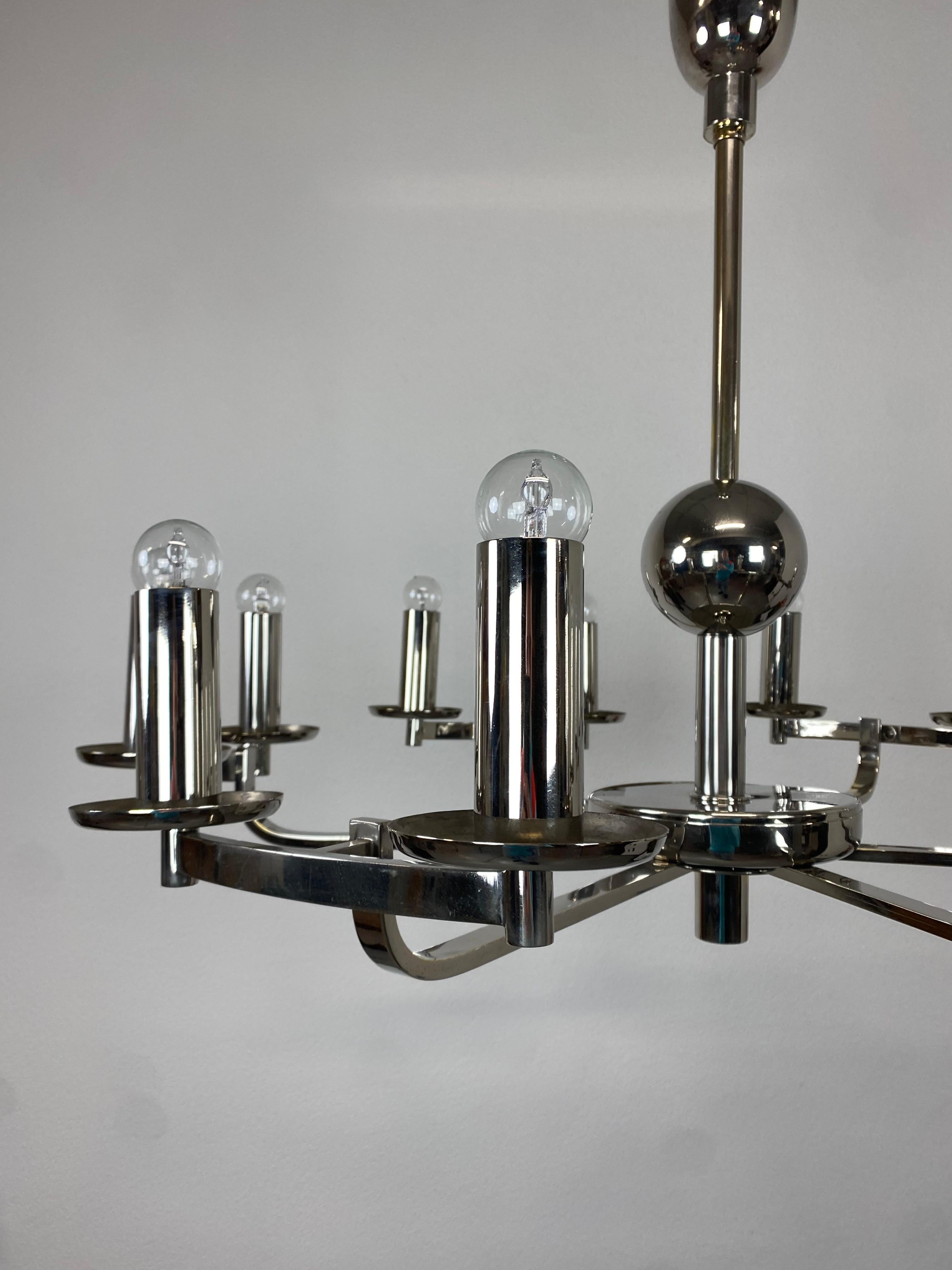 Large Bauhaus Chadelier with Two Wall Lamps For Sale 3