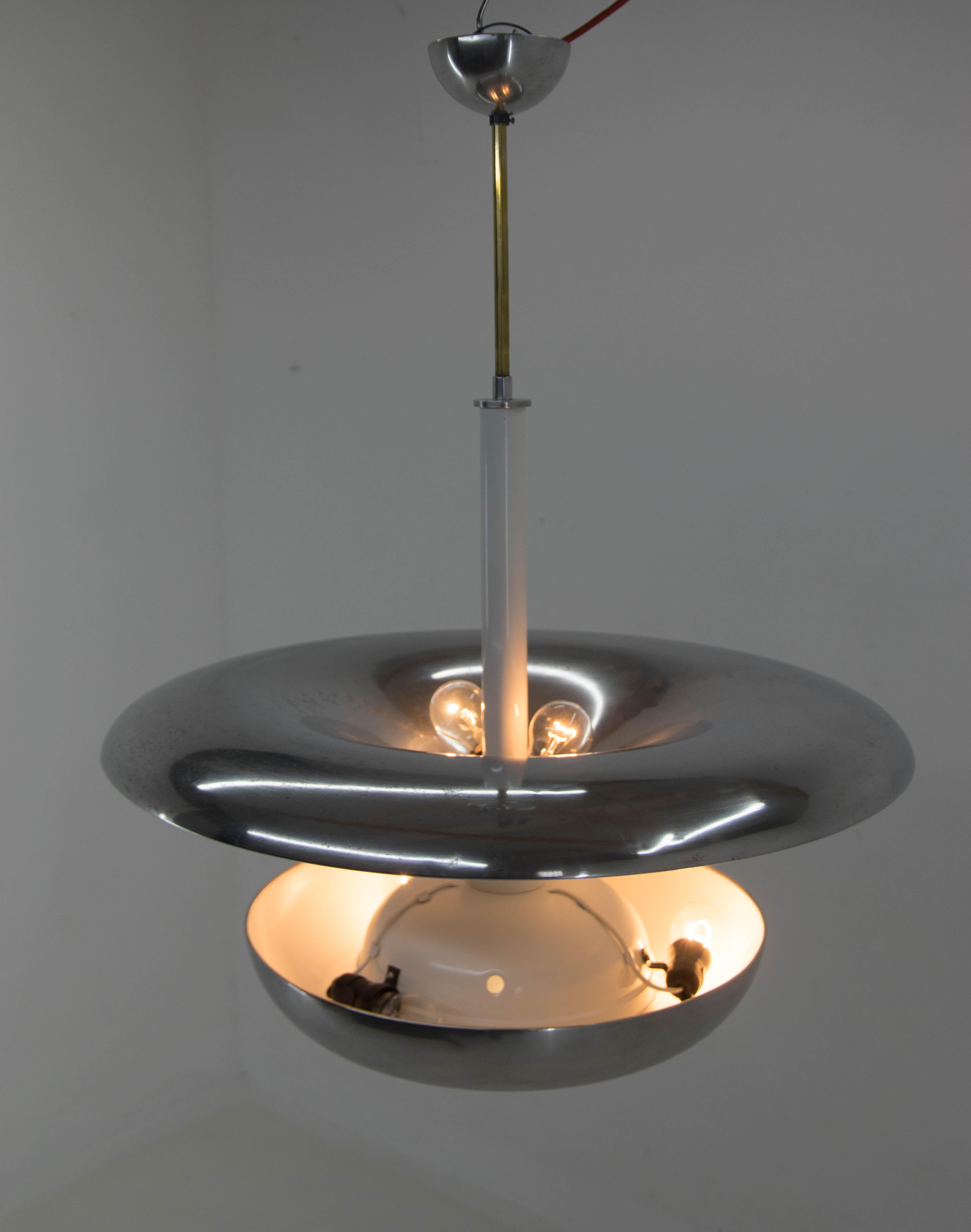 Czech Large Bauhaus Chandelier by IAS, 1920s, Restored