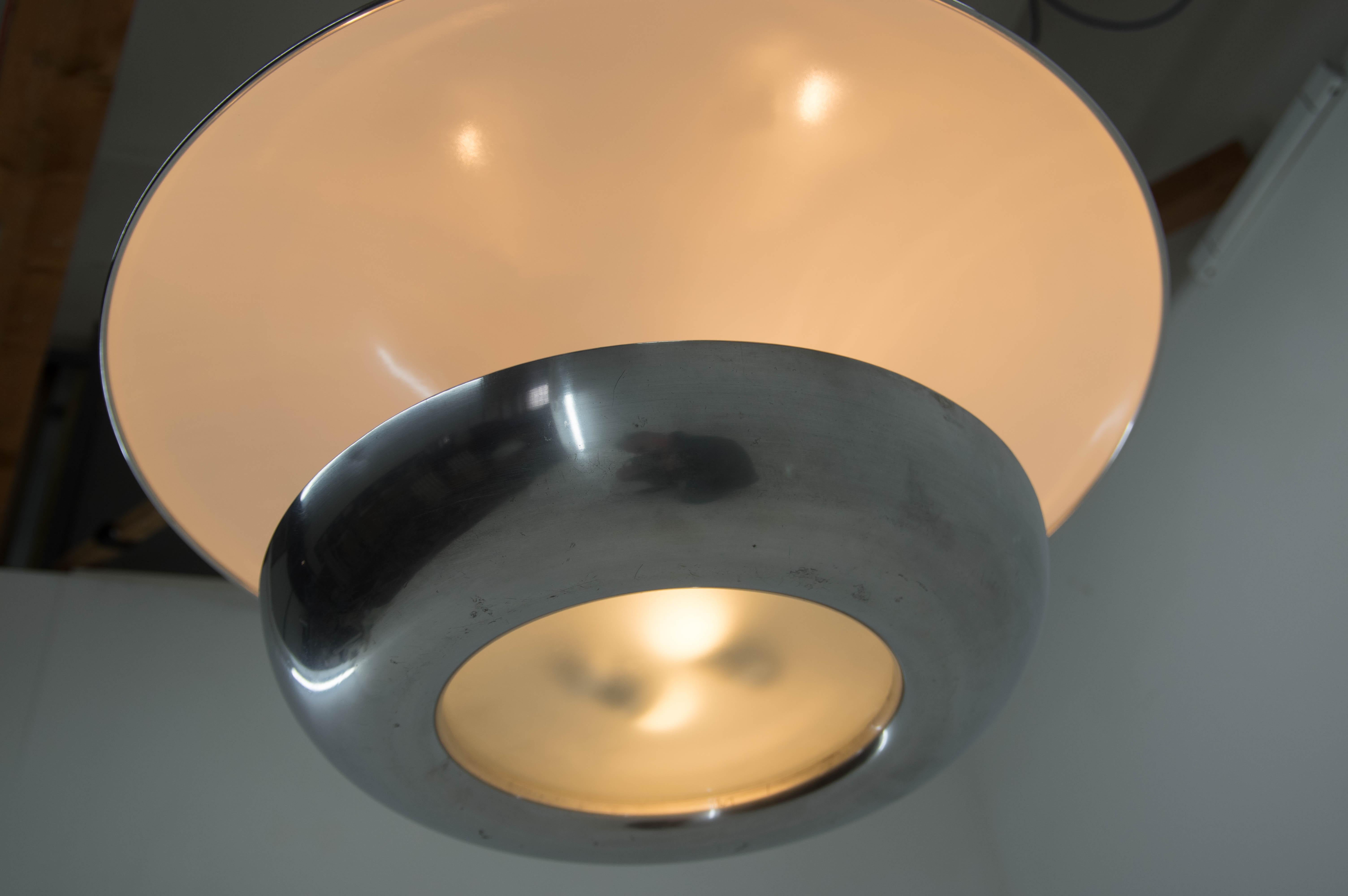 Aluminum Large Bauhaus Chandelier by IAS, 1920s, Restored
