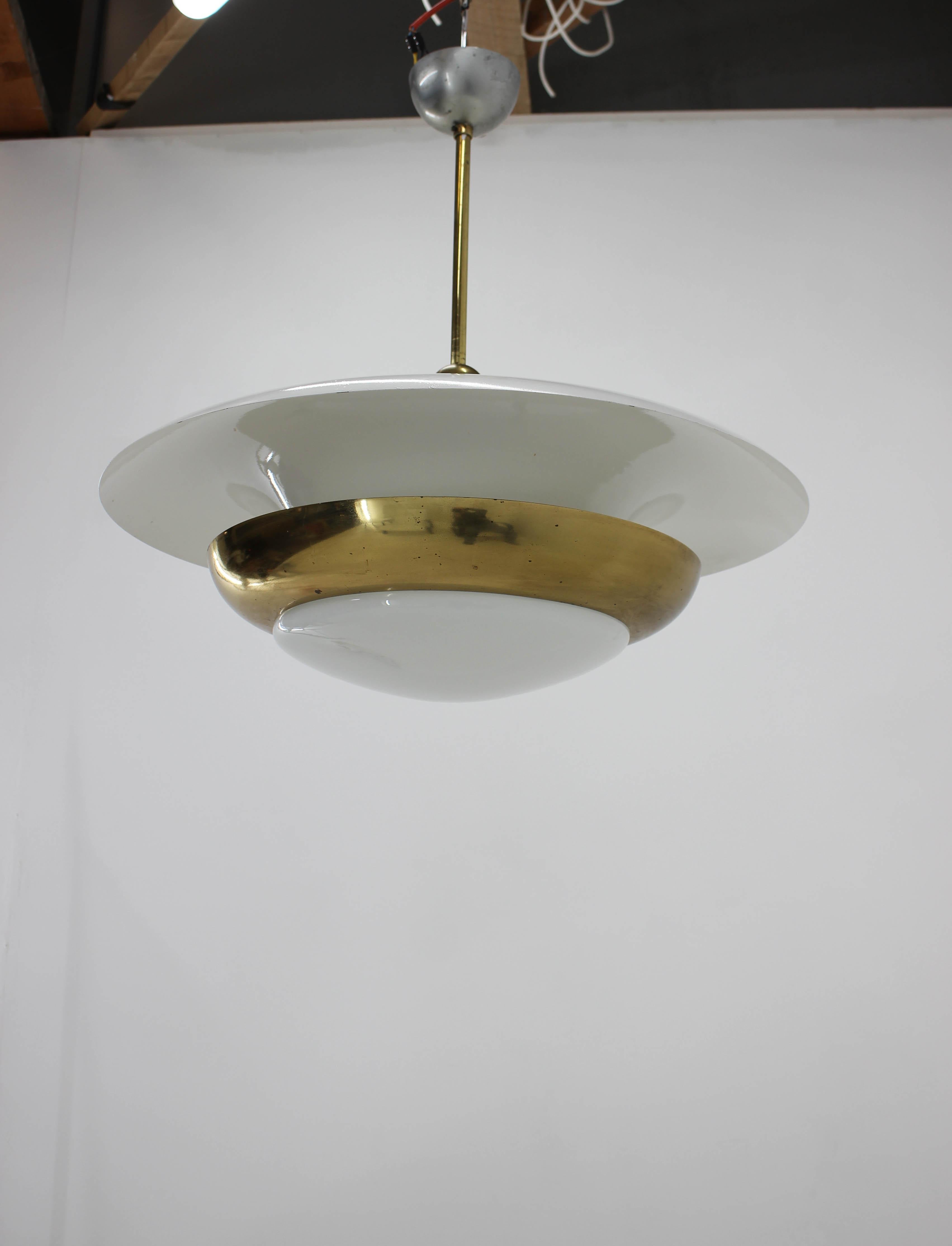 Large Bauhaus Chandelier with Adjustable Central Bulb and Two Indirect Lights 8