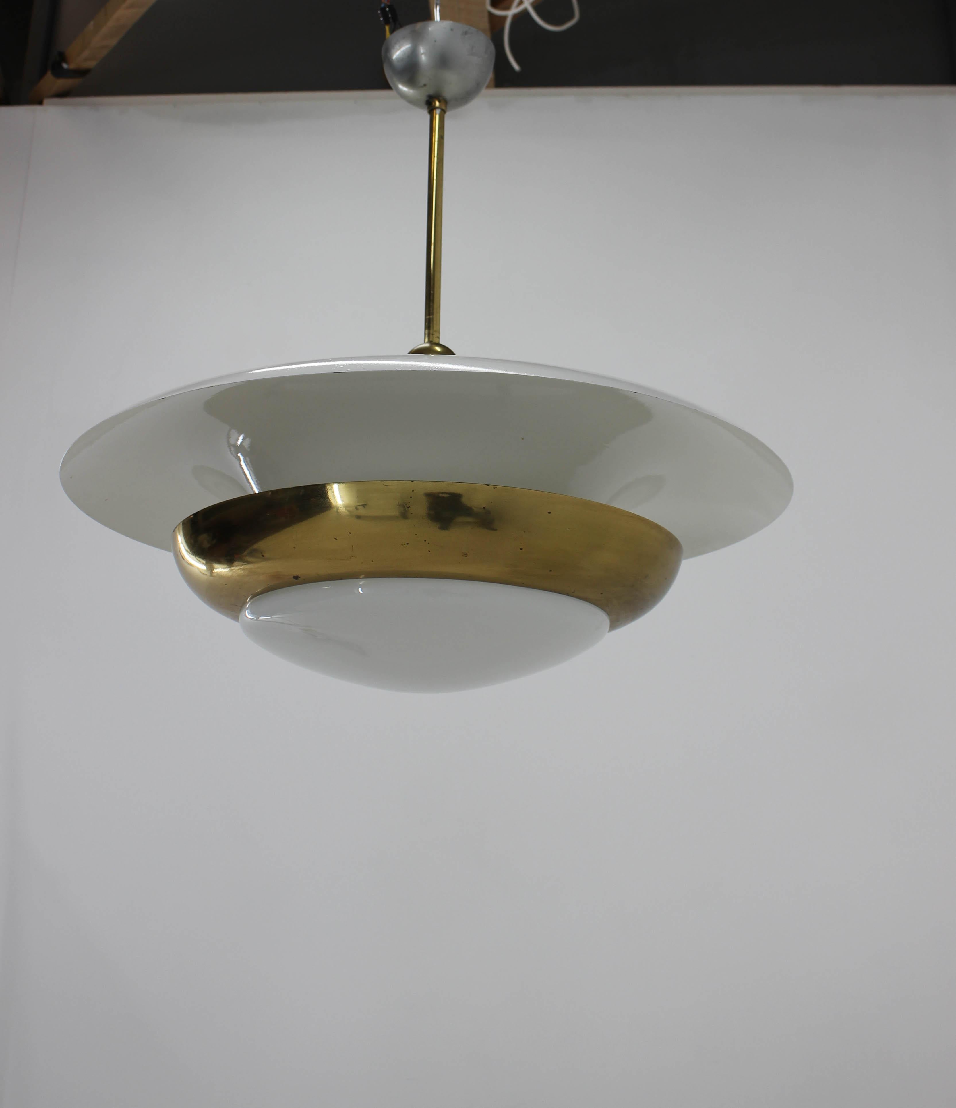 Large Bauhaus Chandelier with Adjustable Central Bulb and Two Indirect Lights 9
